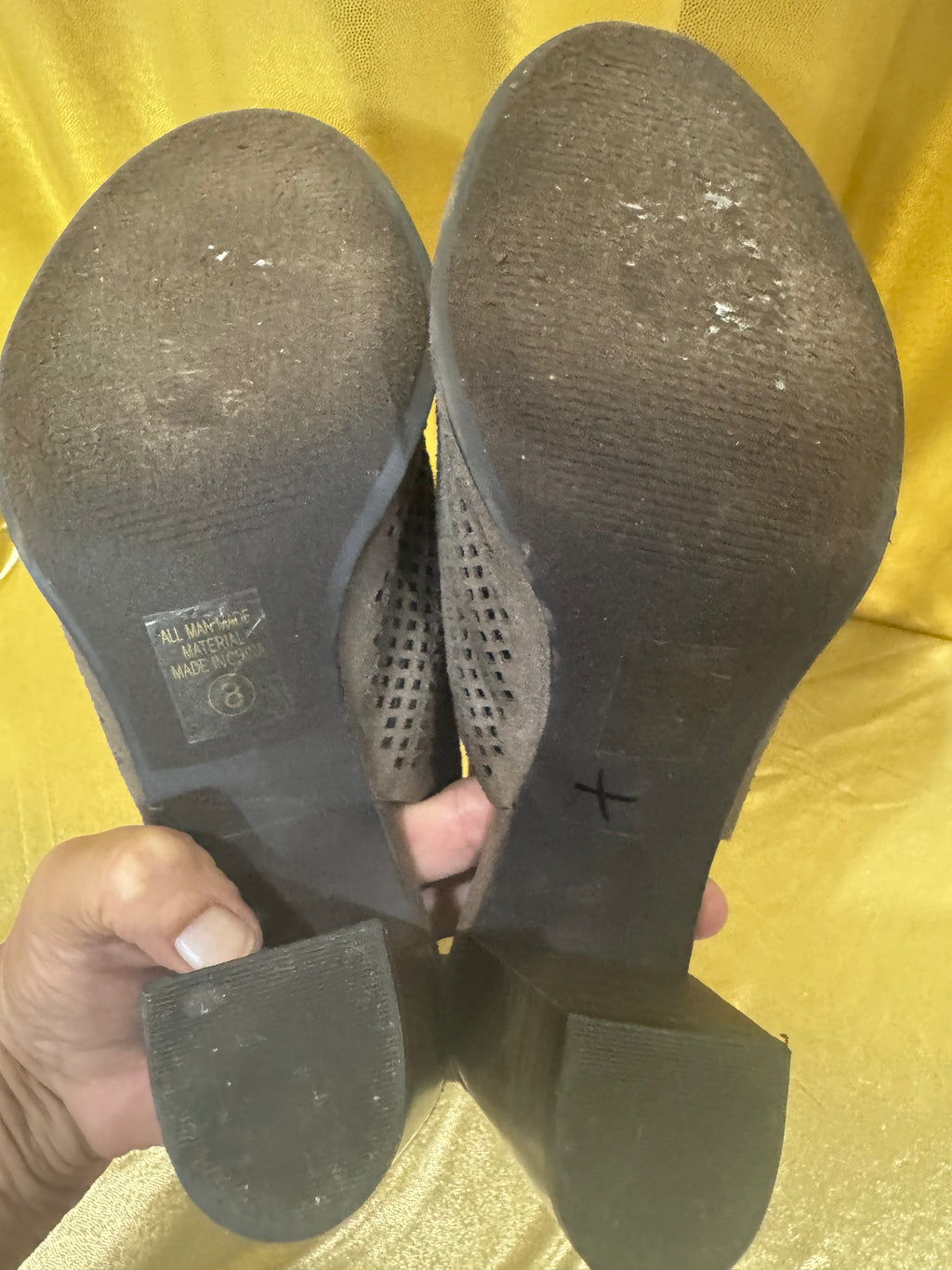 City Classified Grey Perforated Peep Toe Block Heel Booties – Size 8
