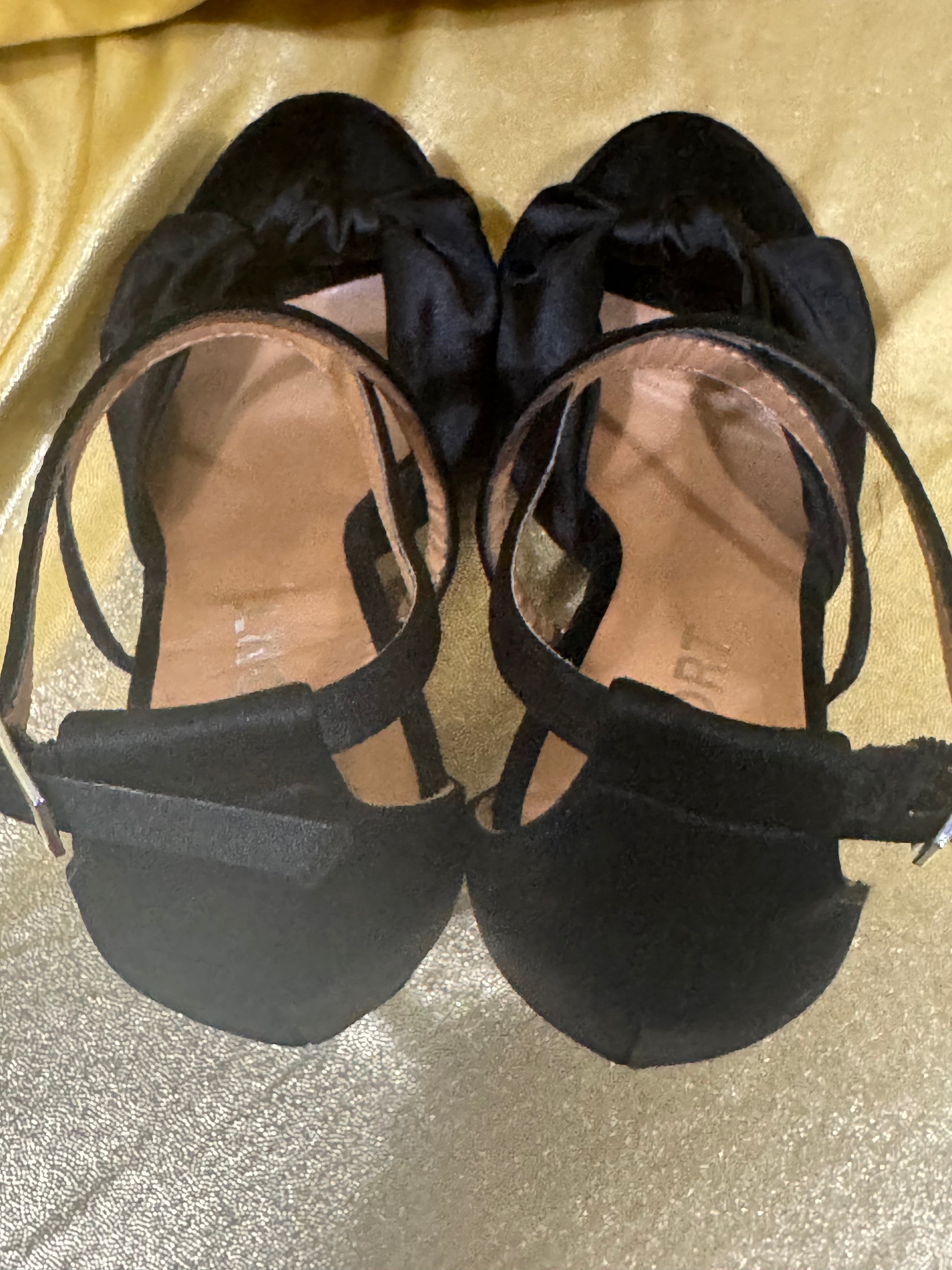 Report Black Satin Talin Knotted Ankle Strap Stiletto Heels – Size 6.5 (Like New)