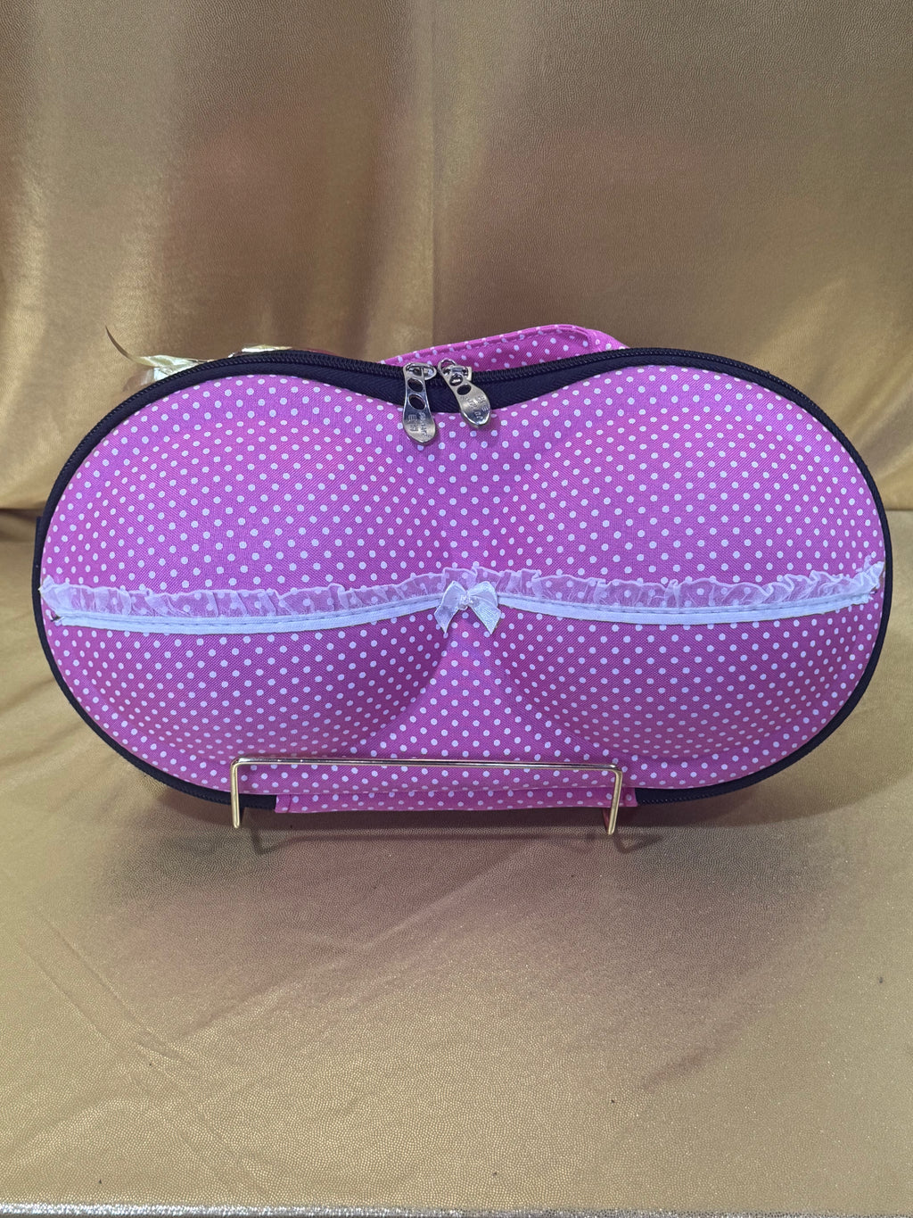 Ju Mang Hard Shell Bra & Lingerie Travel Case – Pink Polka Dot 👙✨