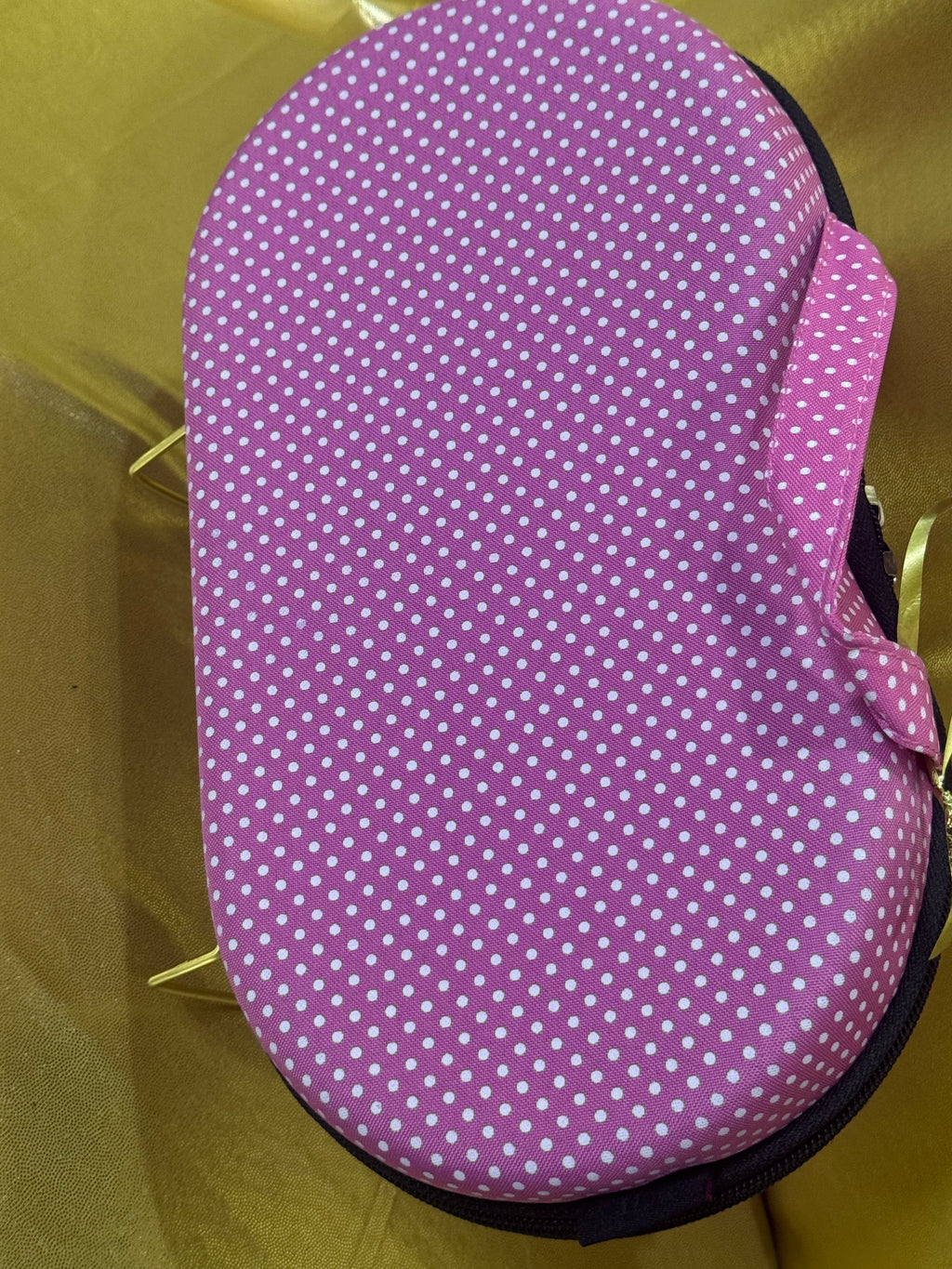 Ju Mang Hard Shell Bra & Lingerie Travel Case – Pink Polka Dot 👙✨