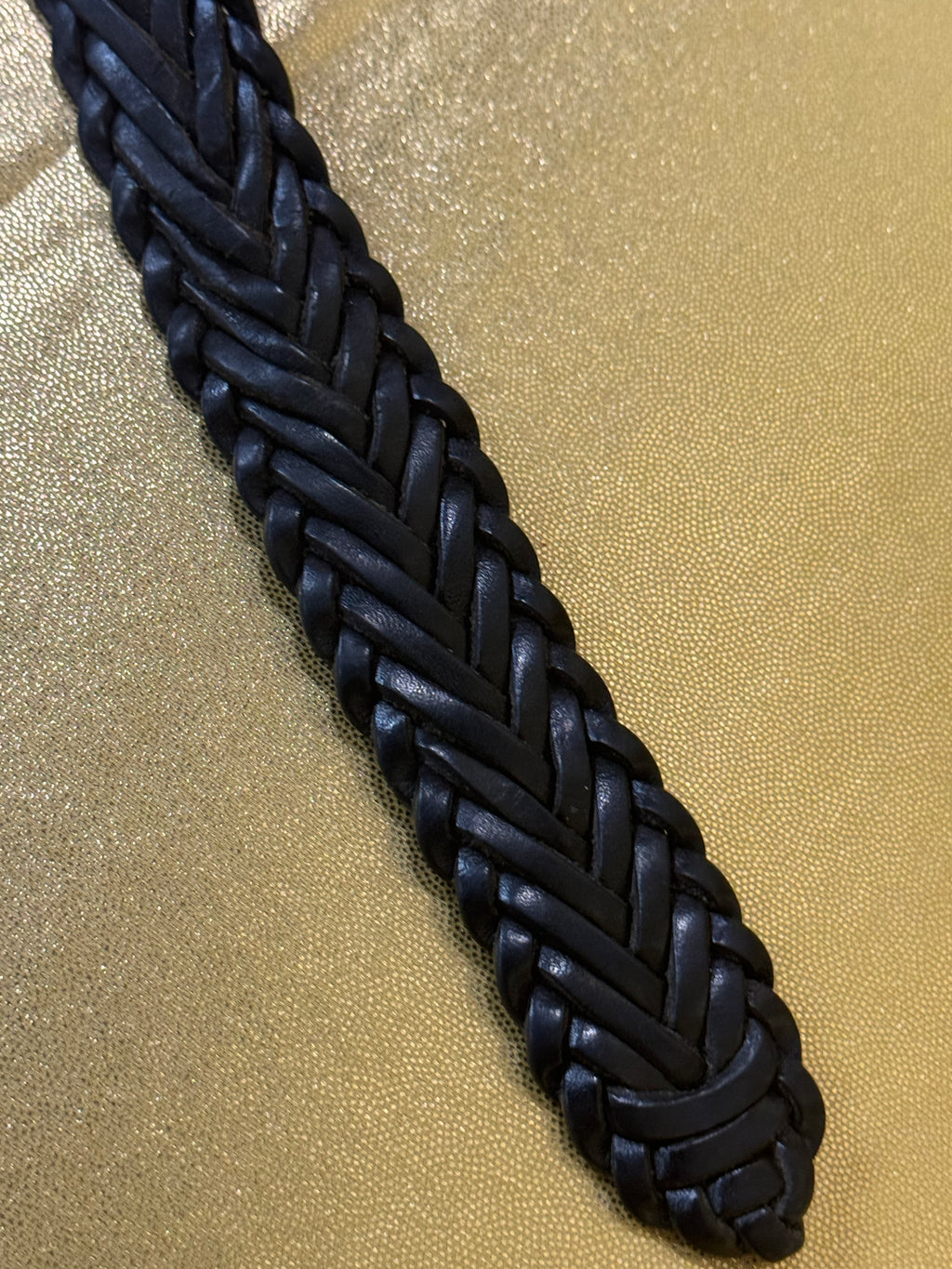 Vintage 90s Italian Full Grain Braided Leather Belt – Made in Turkey, 44" x 1.25"