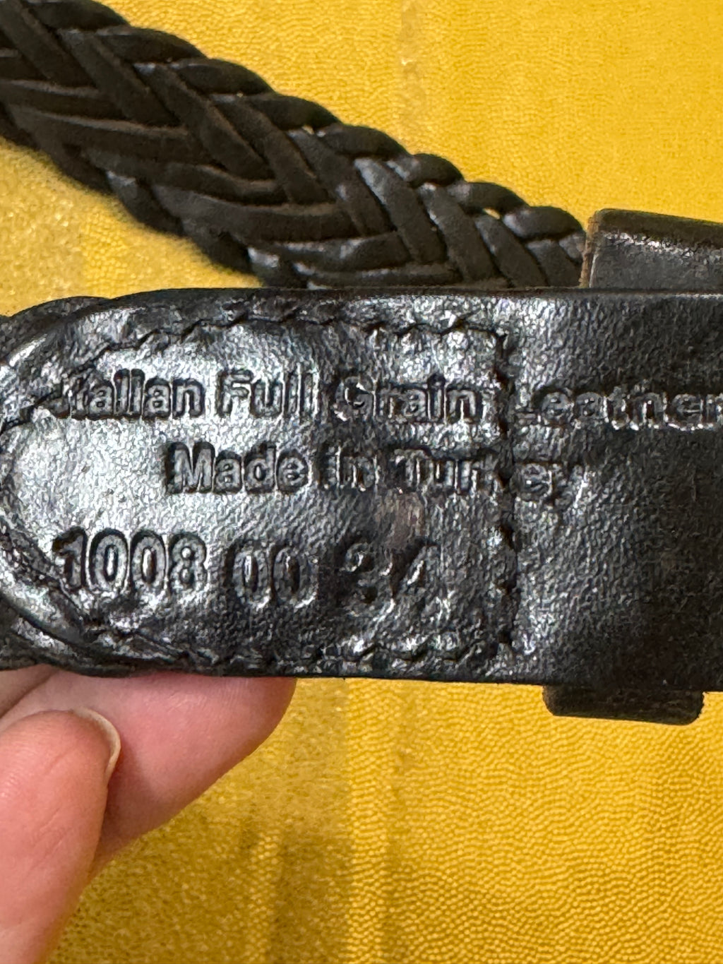 Vintage 90s Italian Full Grain Braided Leather Belt – Made in Turkey, 44" x 1.25"