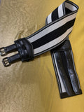 BCBGMAXAZRIA Black & White Striped Wide Elastic Waist Belt - Size Small NWT