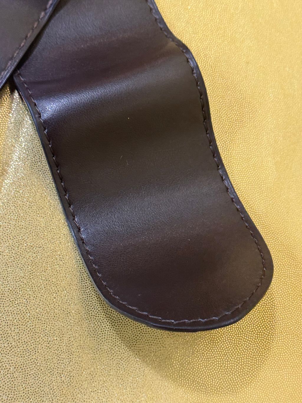Y2K Vintage Wide Brown Leather Cinch Belt - Rectangular Buckle Size 10