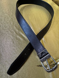 American Eagle Black Synthetic Leather Belt Size Medium Silver Eagle Buckle
