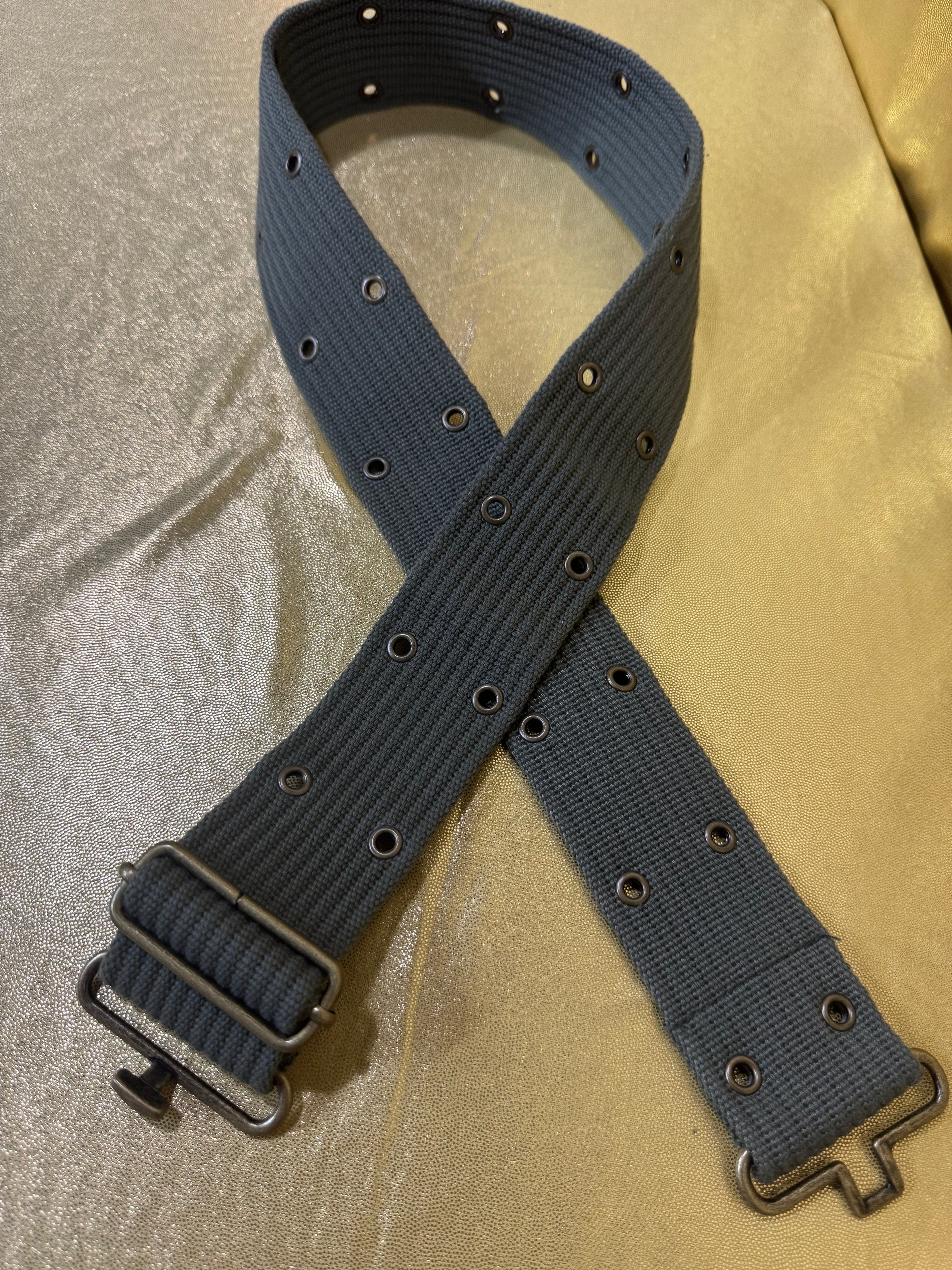 Vintage-Style Olive Green Military Web Belt – 2” Double Grommet Tactical Utility Belt (Size 8)