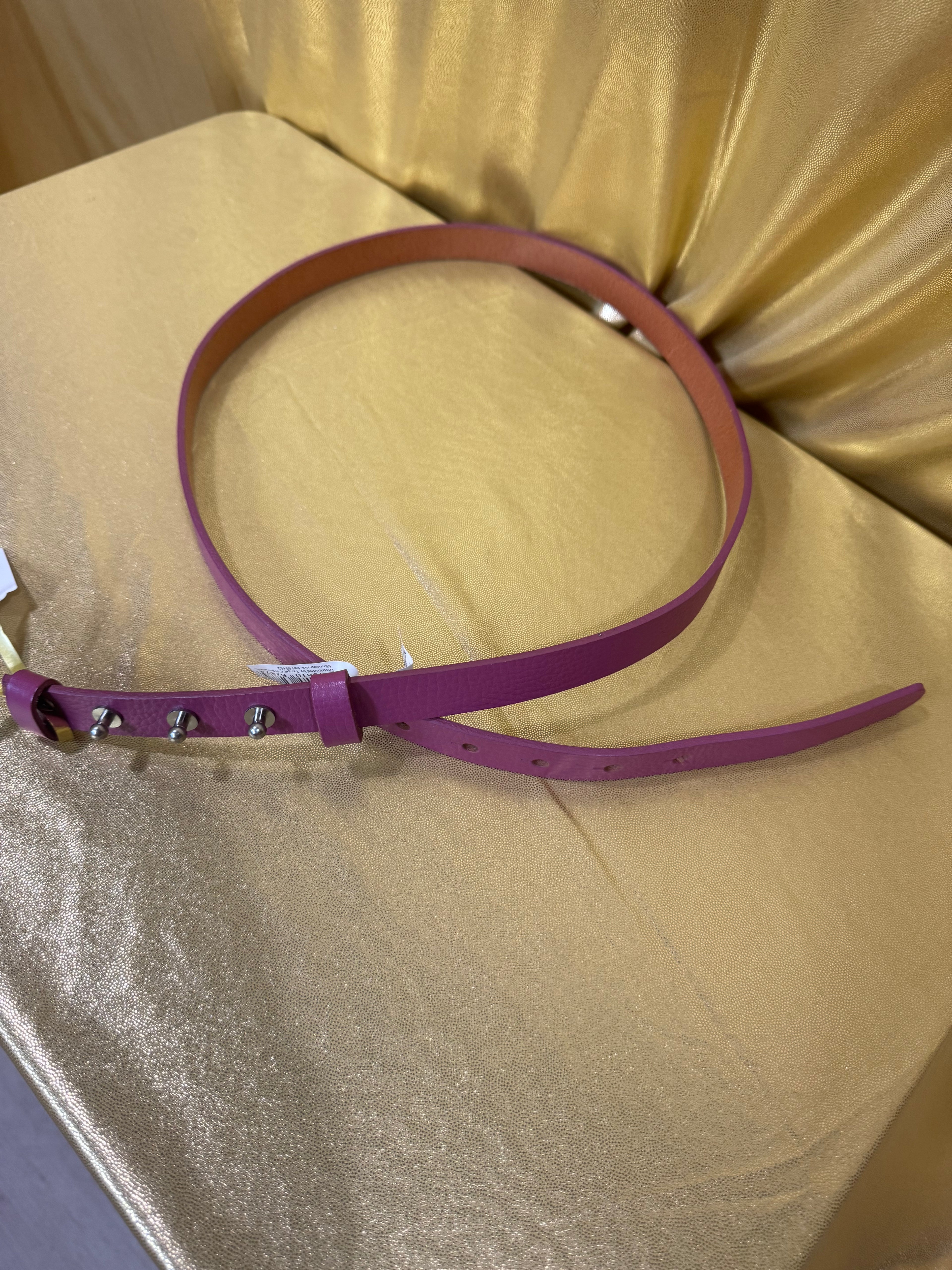 New! Chic Magenta Purple Skinny Leather Belt - XL 47"