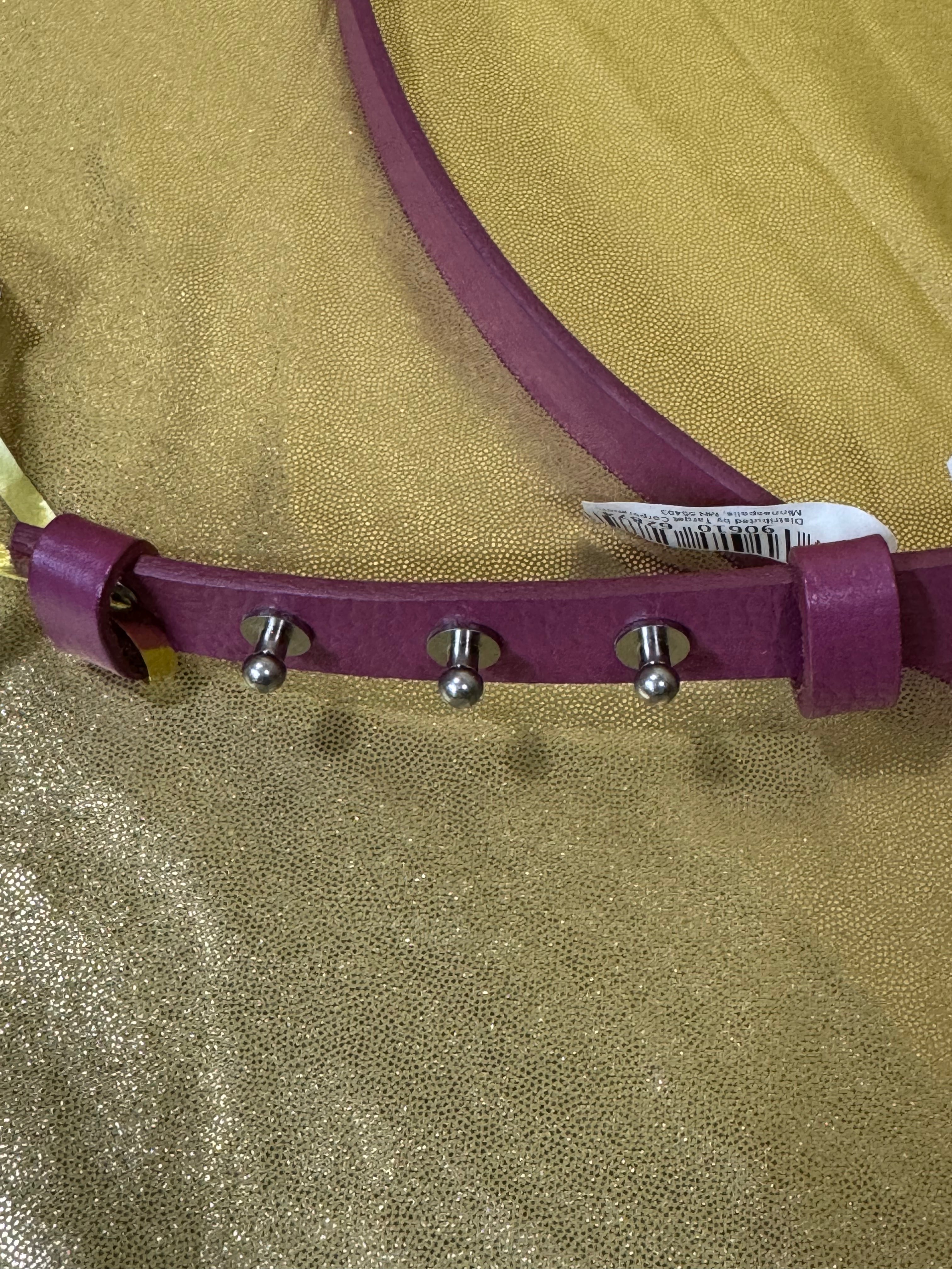 New! Chic Magenta Purple Skinny Leather Belt - XL 47"