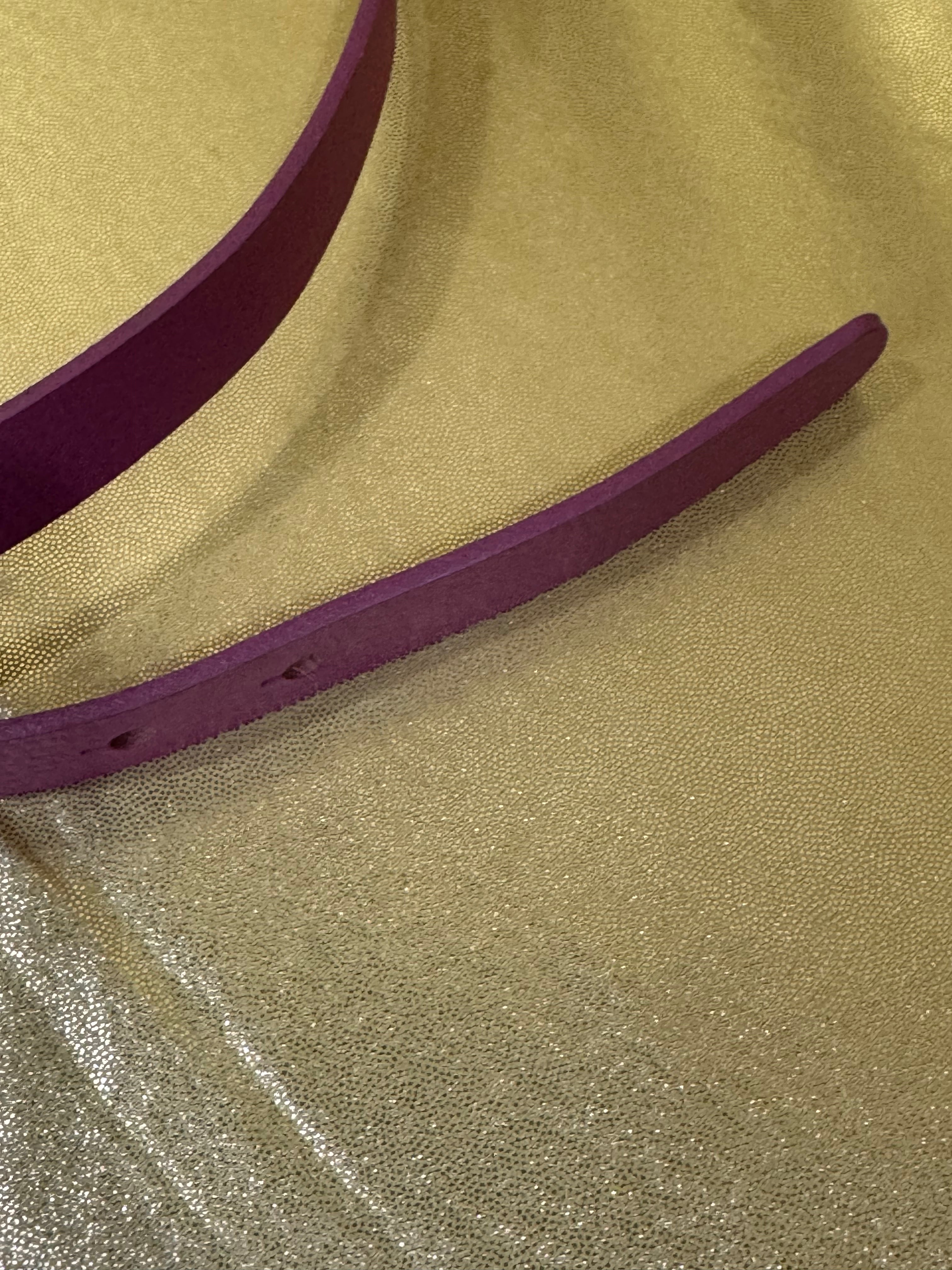 New! Chic Magenta Purple Skinny Leather Belt - XL 47"