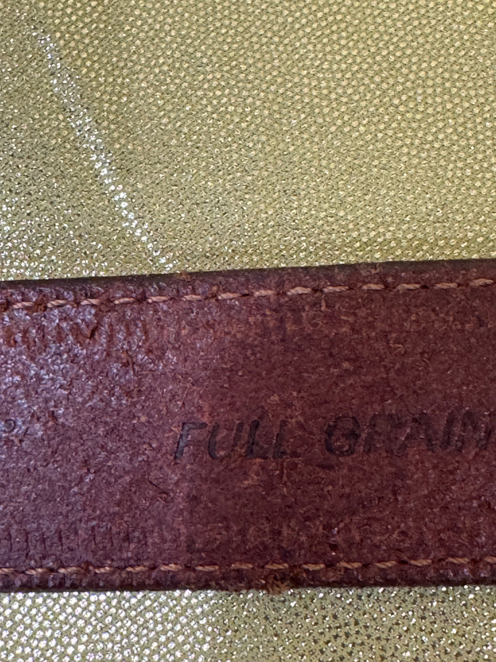 Vintage 80s/90s Full Grain Oil Tan Cowhide Belt | Unisex Size S Woven Accent