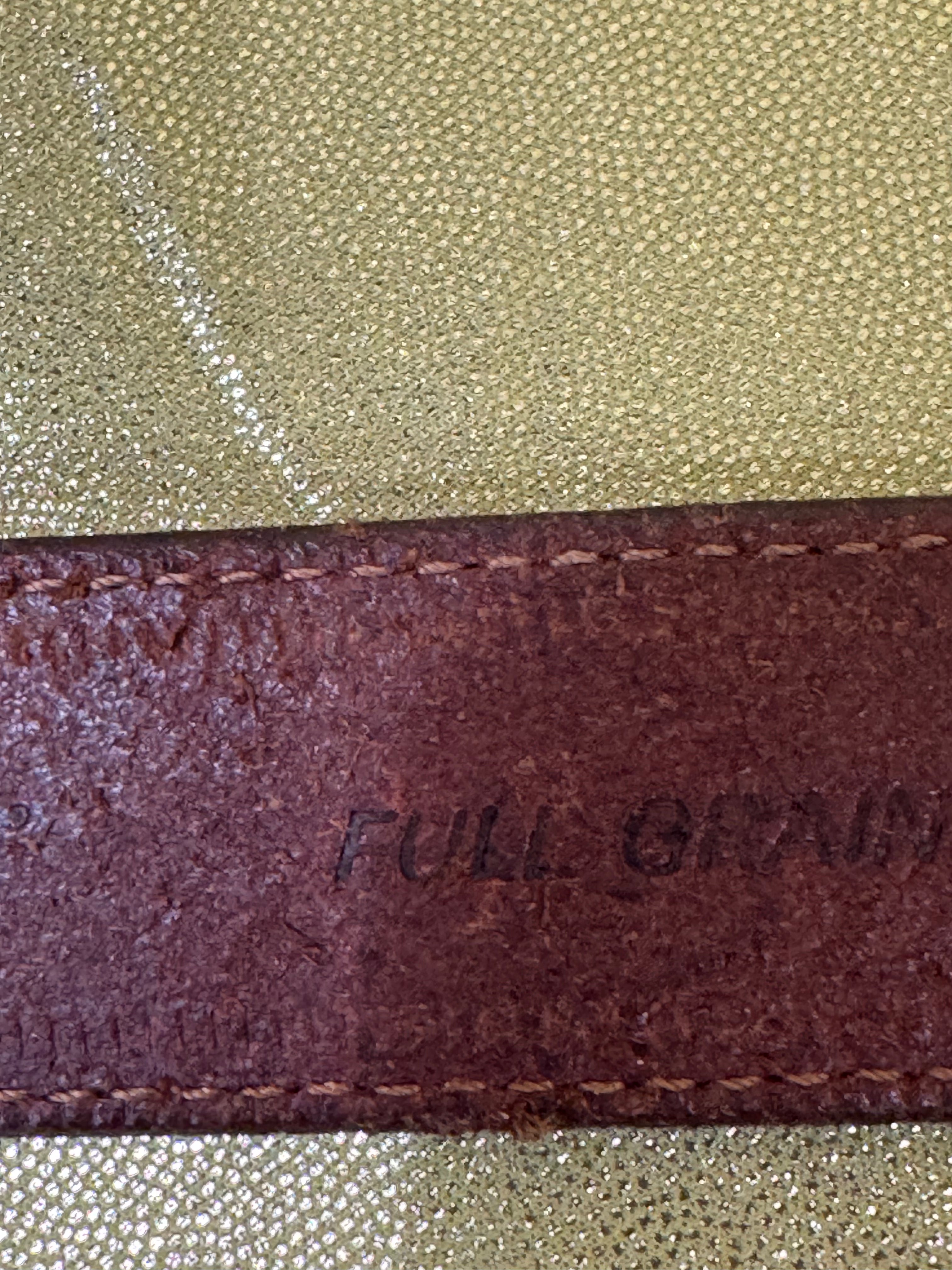 Vintage 80s/90s Full Grain Oil Tan Cowhide Belt | Unisex Size S Woven Accent
