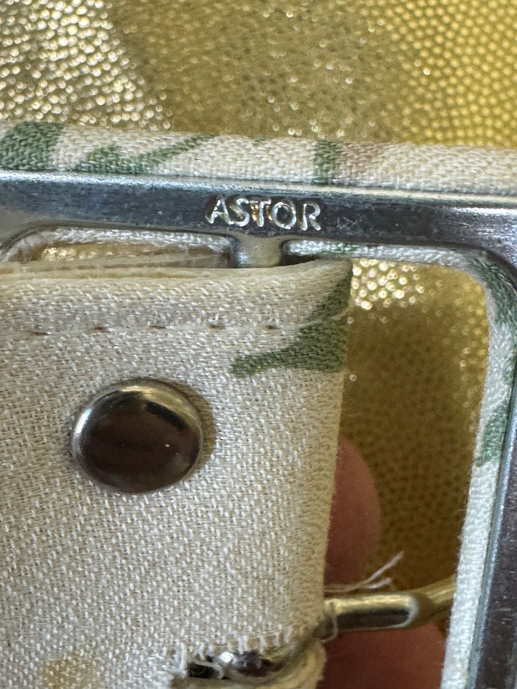 Vintage Astor West Germany Wide Floral Fabric Belt 2" x 33.5" Cream Pink Green