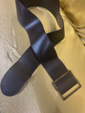Vintage Y2K Wide Brown Waist Belt Big Brass Square Buckle Size 10