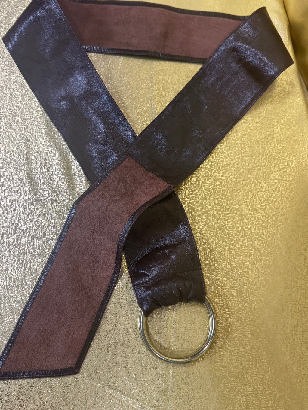 The Limited Vintage Italian Leather Mixed Texture O-Ring Belt - Size M/L