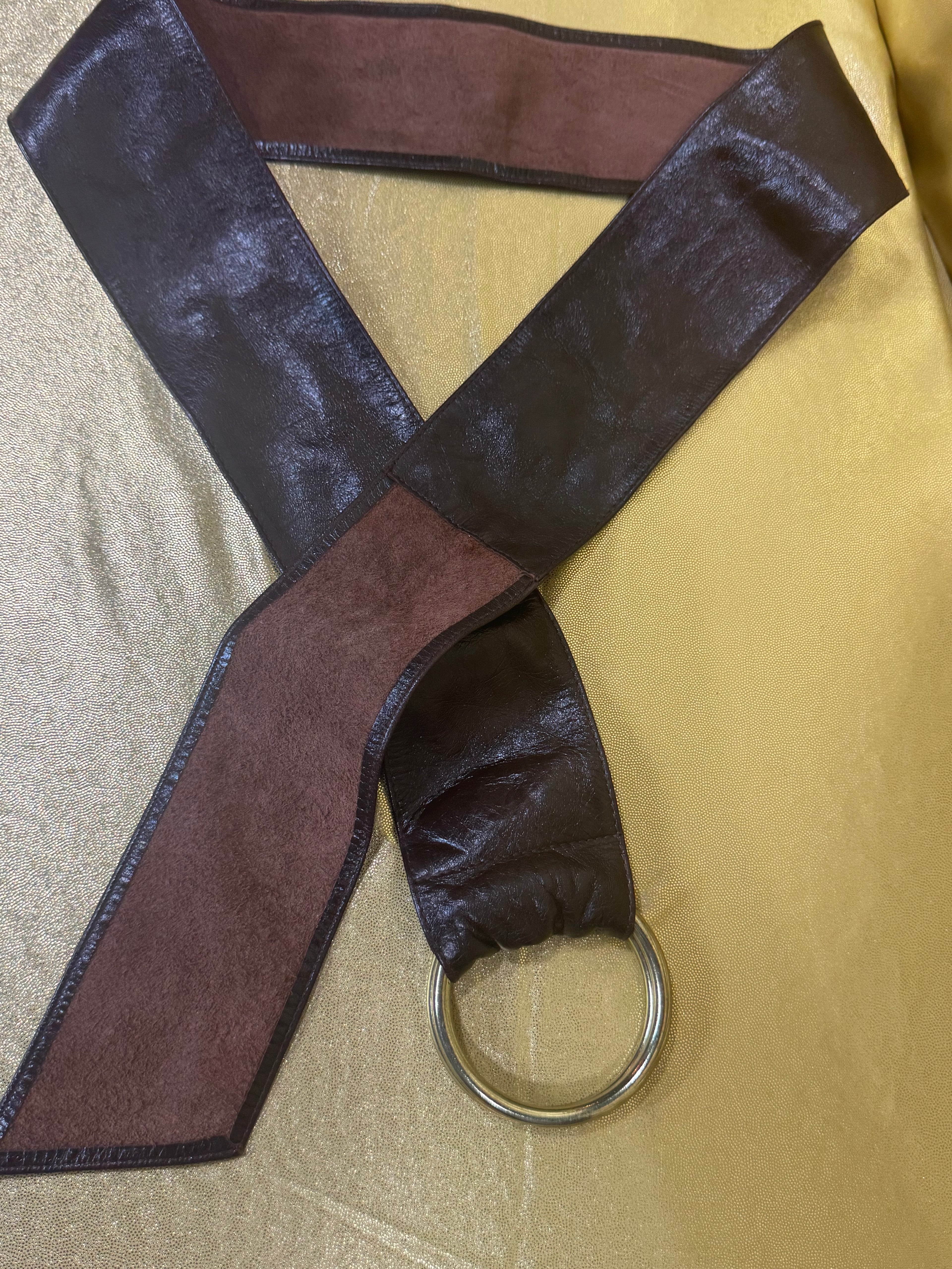 The Limited Vintage Italian Leather Mixed Texture O-Ring Belt - Size M/L