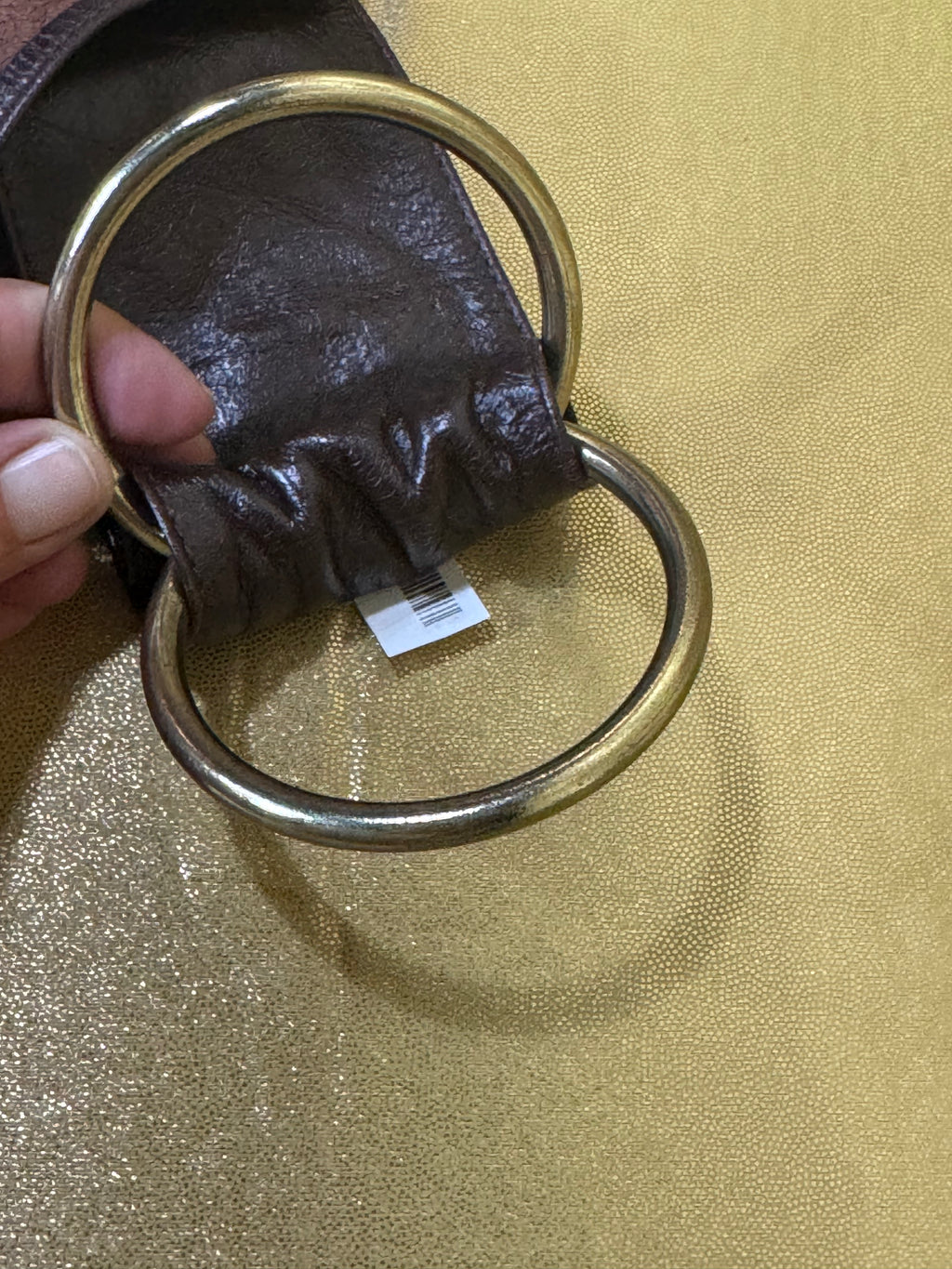 The Limited Vintage Italian Leather Mixed Texture O-Ring Belt - Size M/L