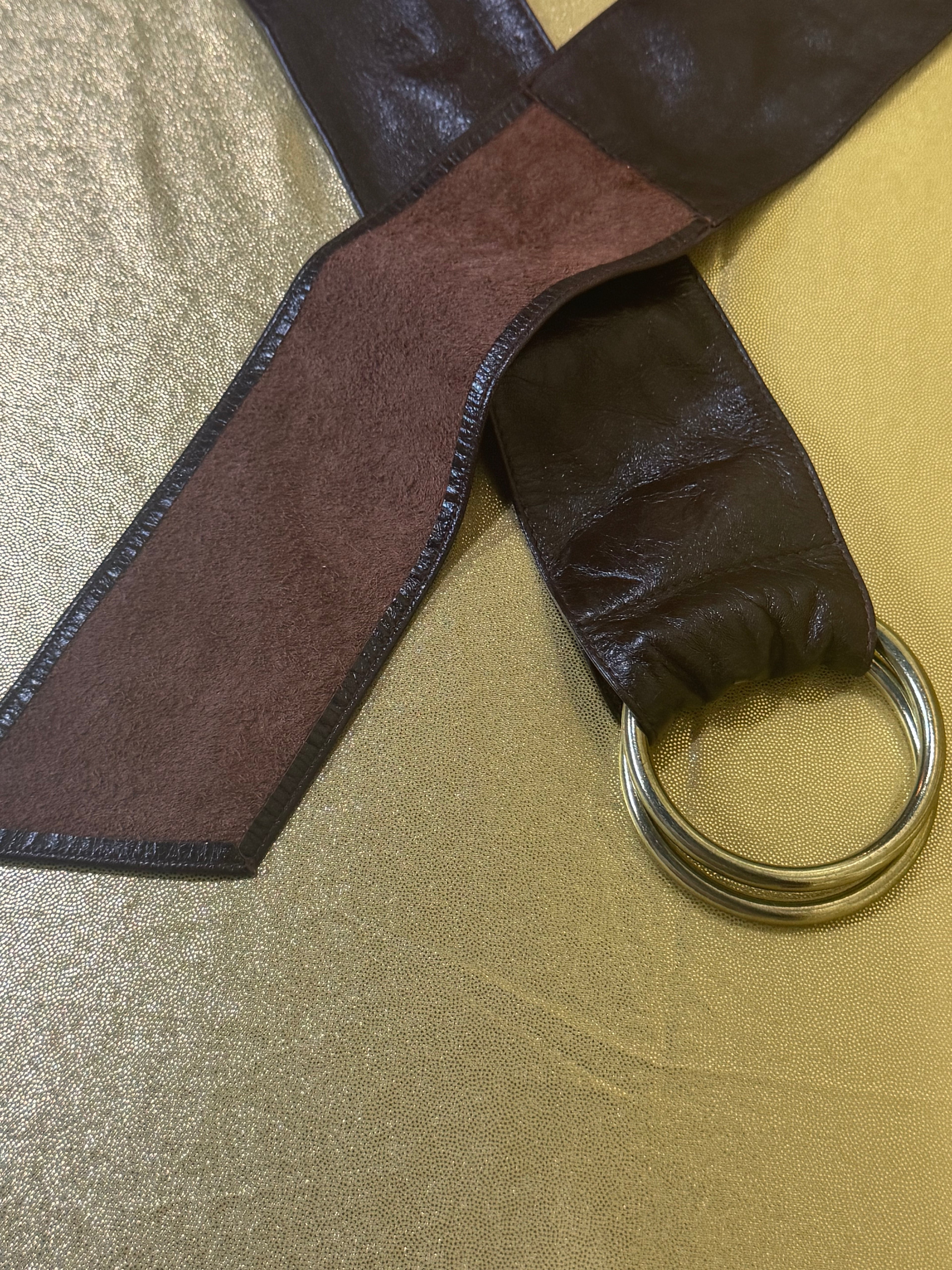 The Limited Vintage Italian Leather Mixed Texture O-Ring Belt - Size M/L