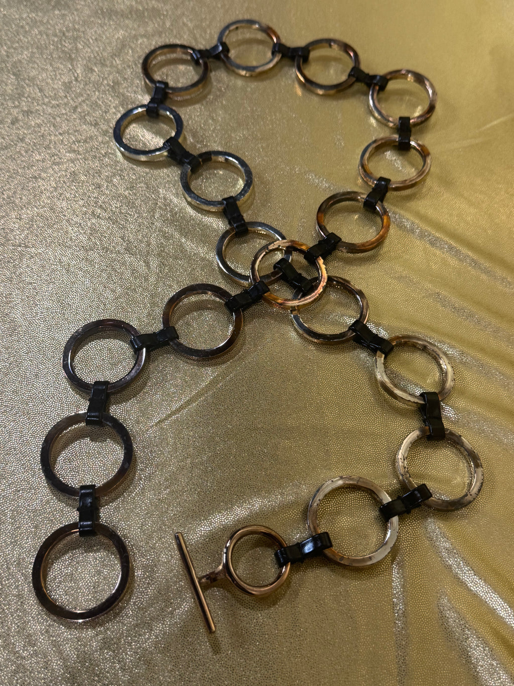 Vintage Y2K Boho Gold O-Ring Chain Belt – 37" Chunky Statement Belt