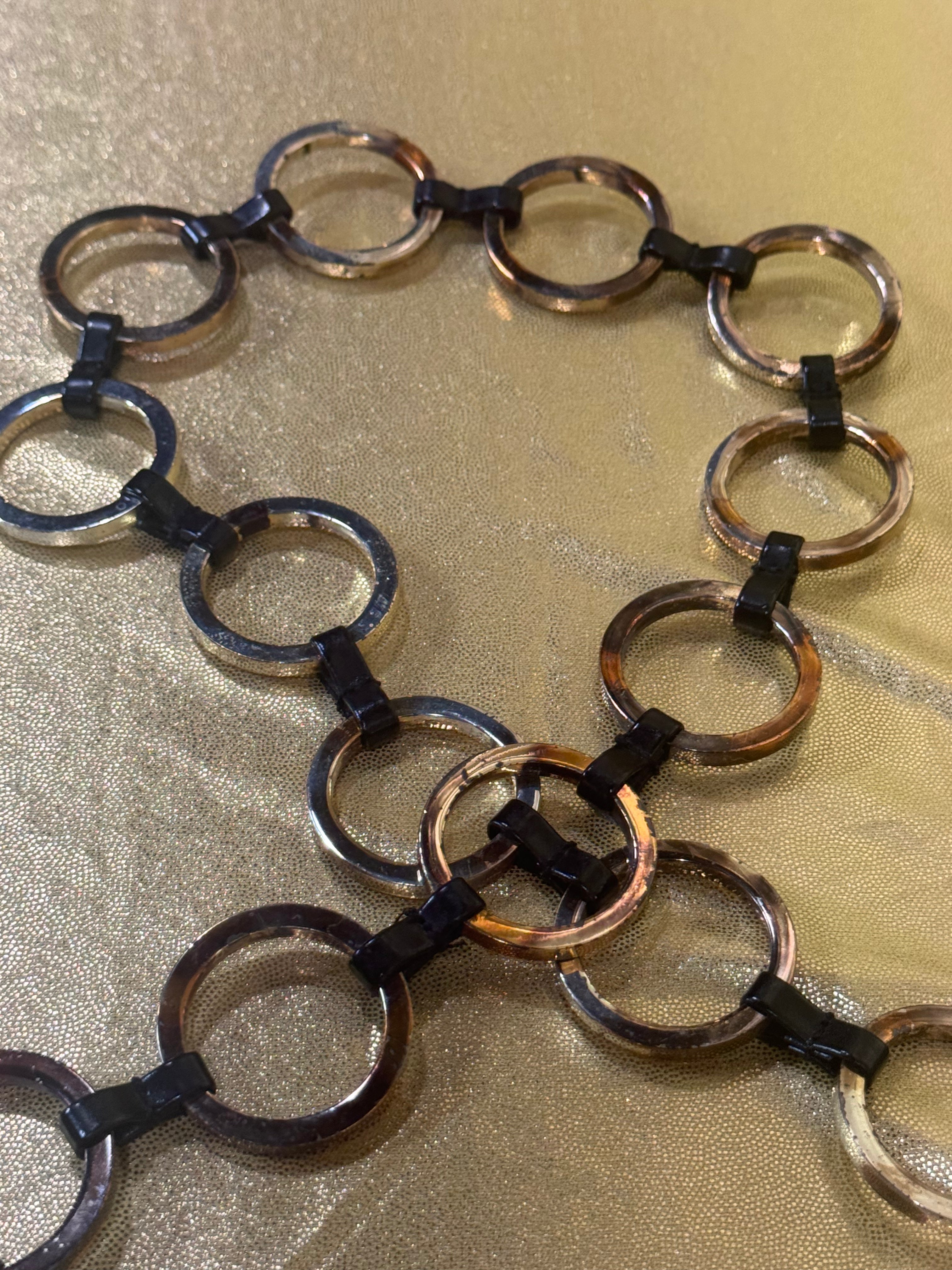 Vintage Y2K Boho Gold O-Ring Chain Belt – 37" Chunky Statement Belt