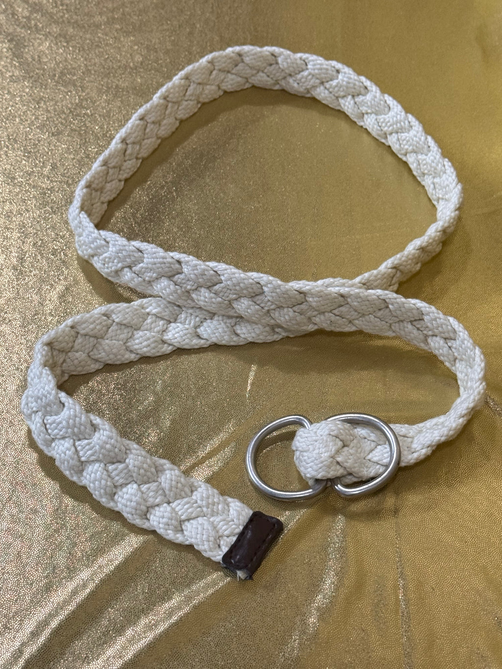 Cream White Boho Cotton Vintage Belt 42” waist