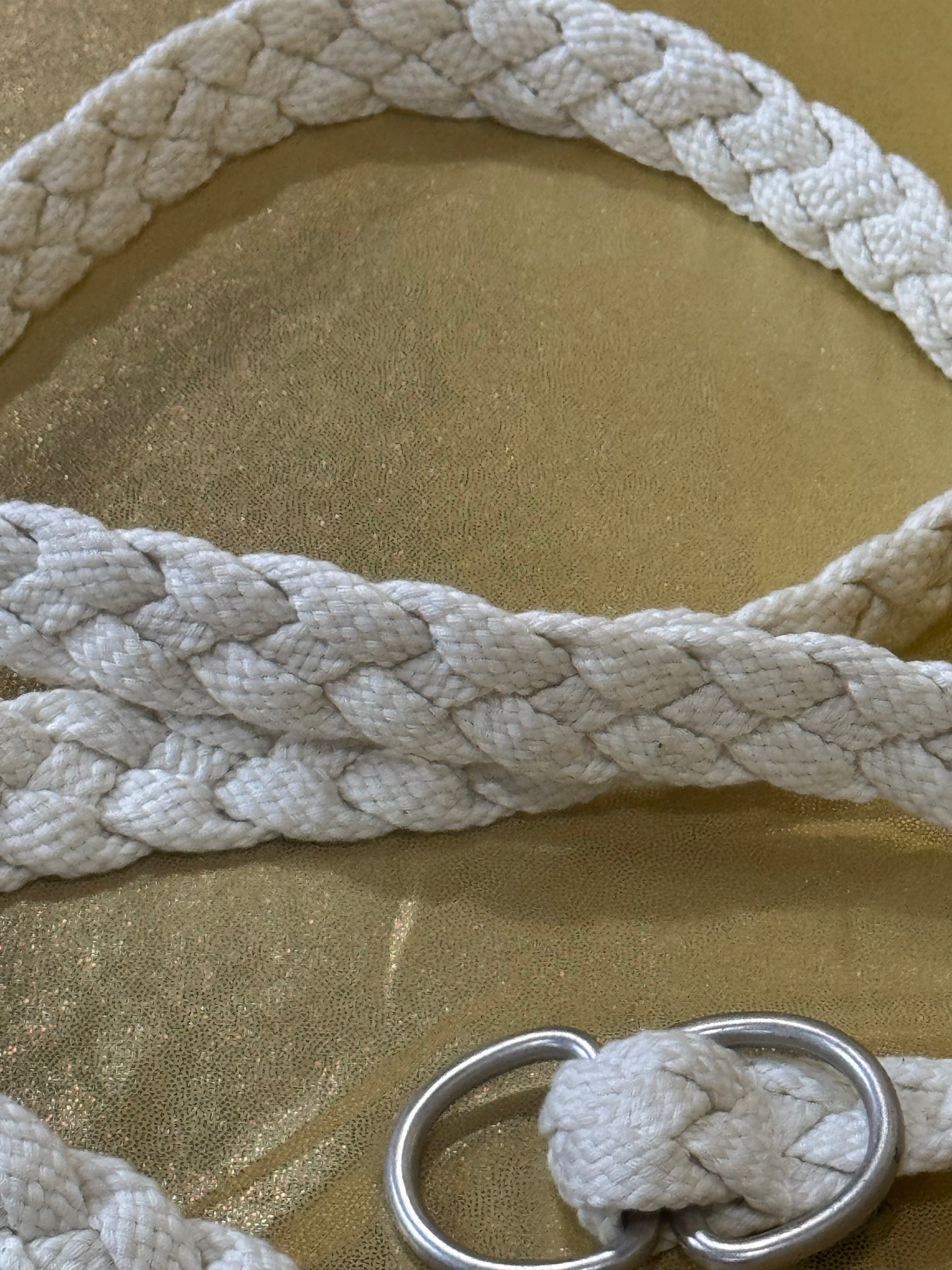 Cream White Boho Cotton Vintage Belt 42” waist