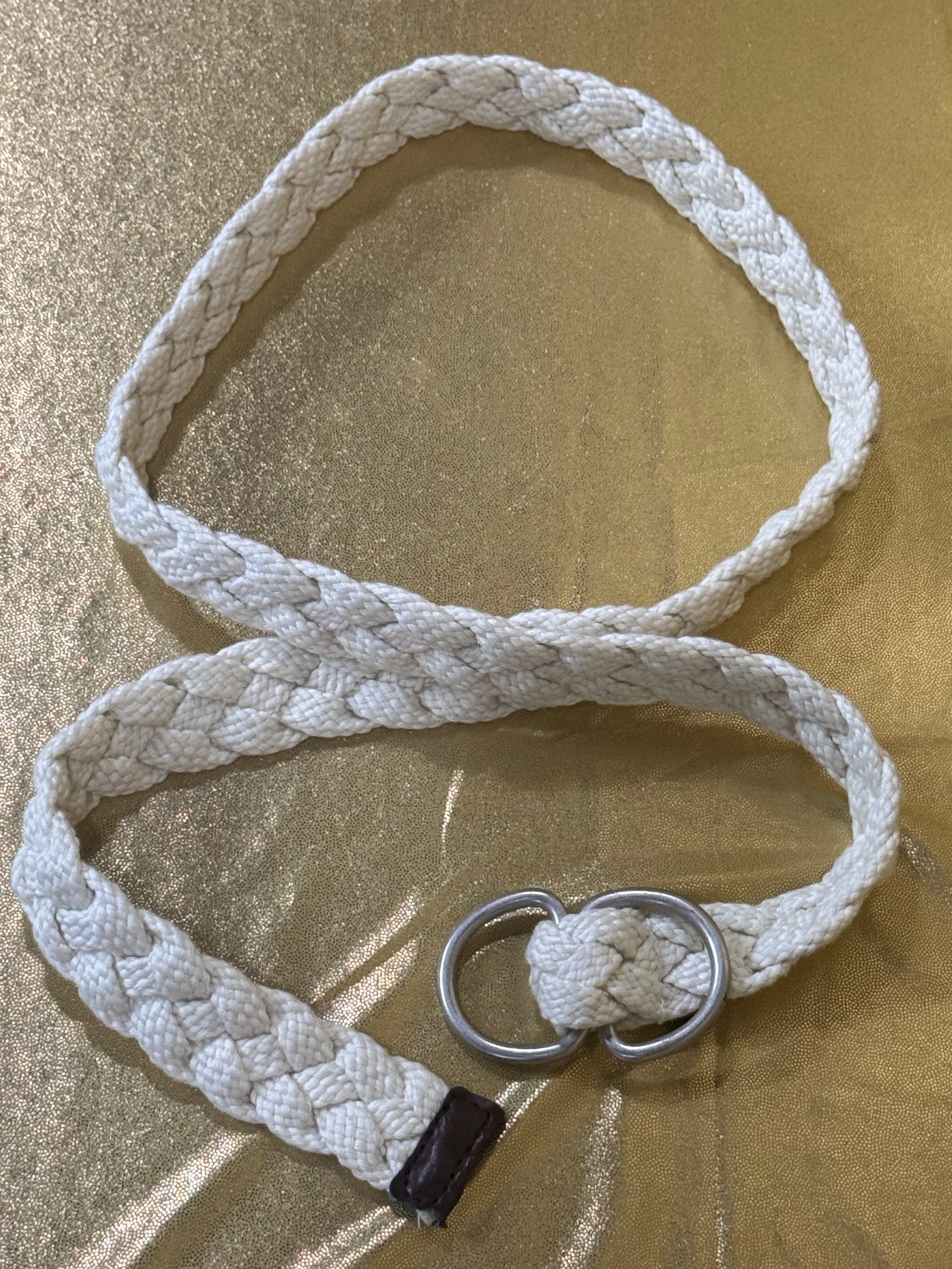 Cream White Boho Cotton Vintage Belt 42” waist