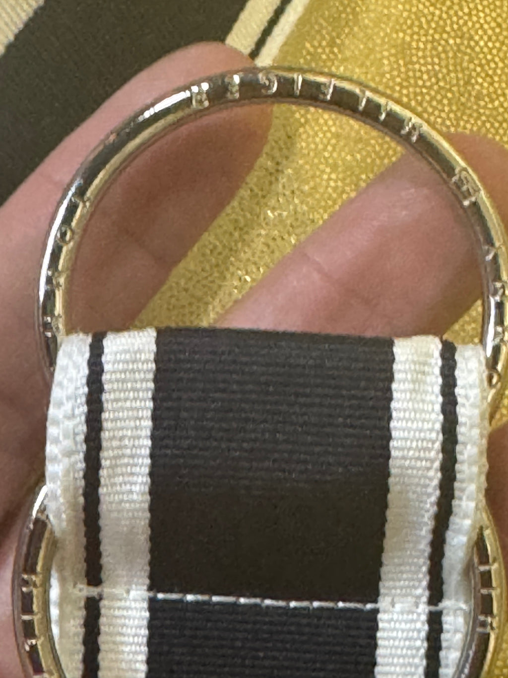 Tommy Hilfiger Blue & White Striped Grosgrain D-Ring Belt (41" Length)