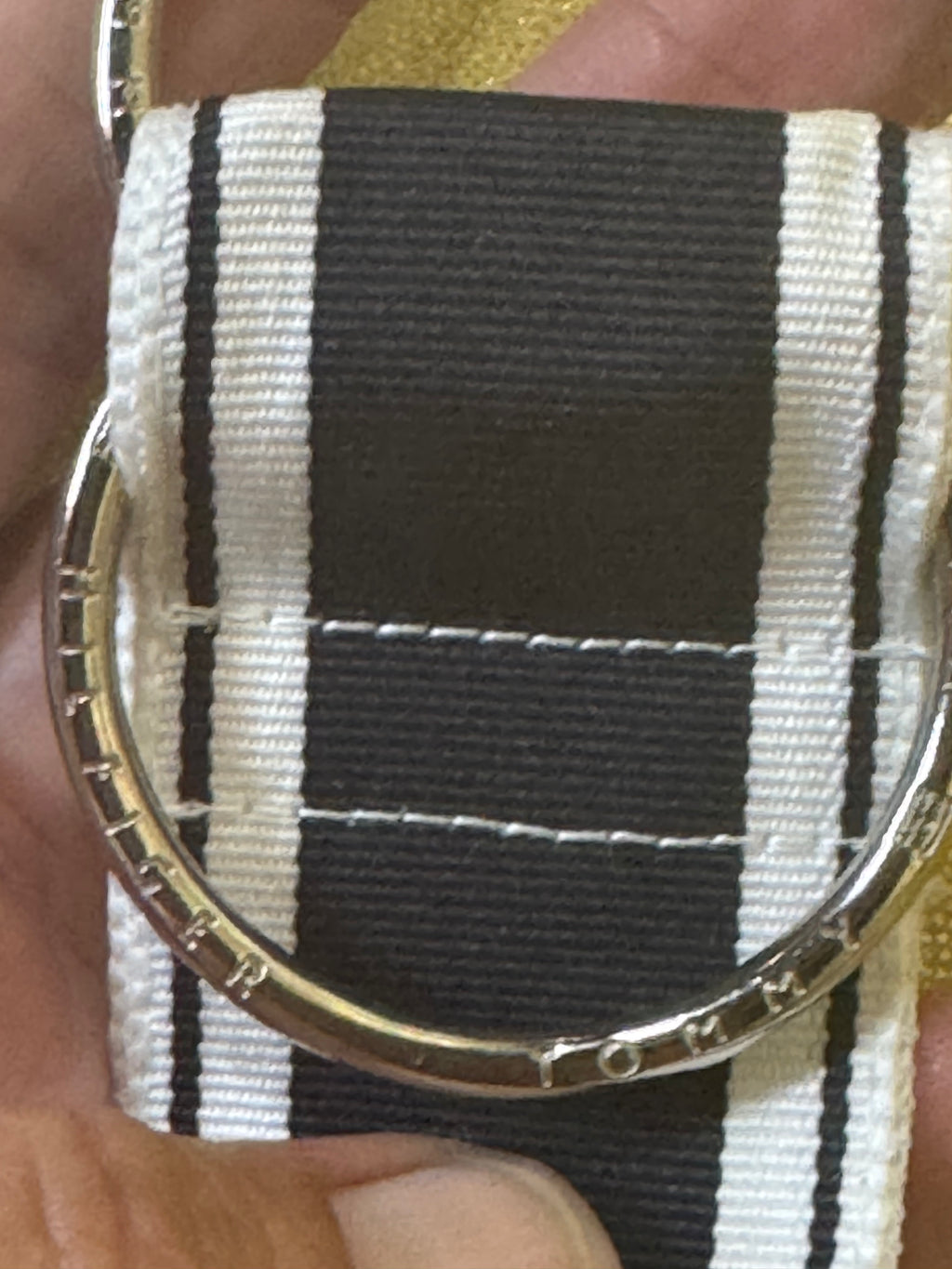 Tommy Hilfiger Blue & White Striped Grosgrain D-Ring Belt (41" Length)