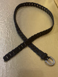 Vintage Style Black Genuine Leather Braided Belt - M/L