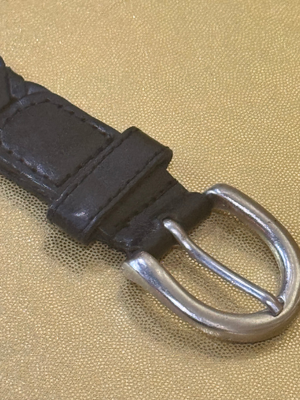 Vintage Style Black Genuine Leather Braided Belt - M/L