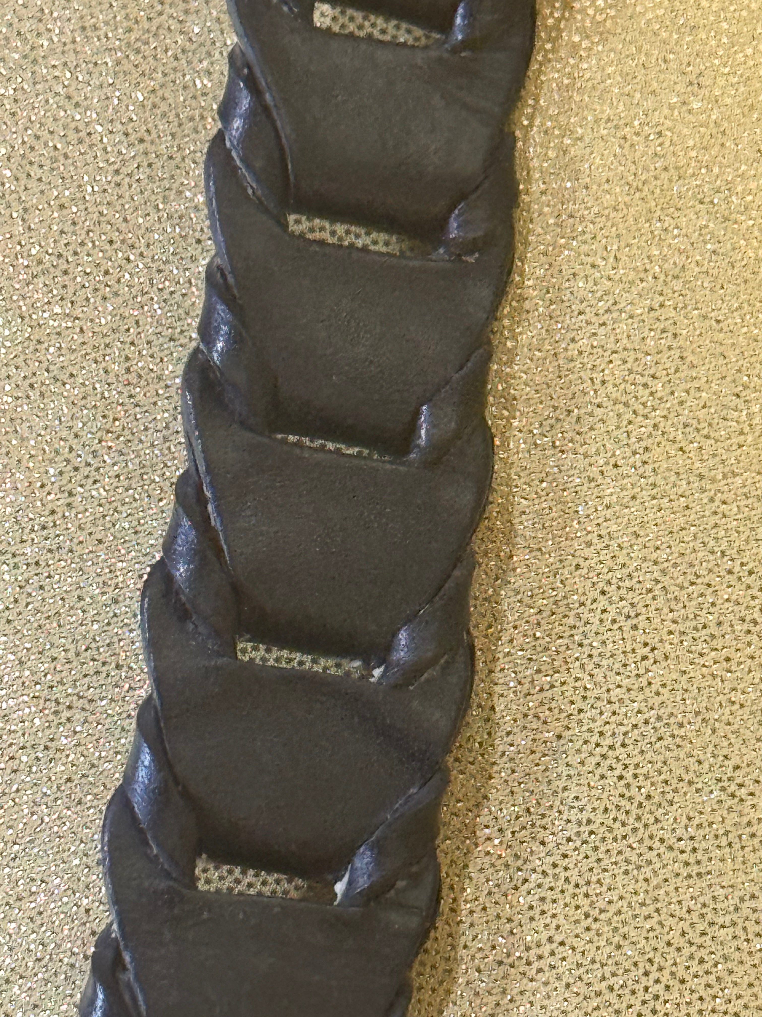 Vintage Style Black Genuine Leather Braided Belt - M/L