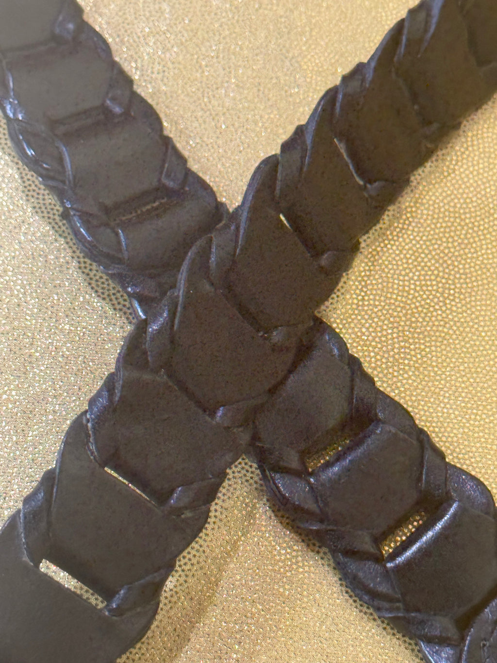 Vintage Style Black Genuine Leather Braided Belt - M/L
