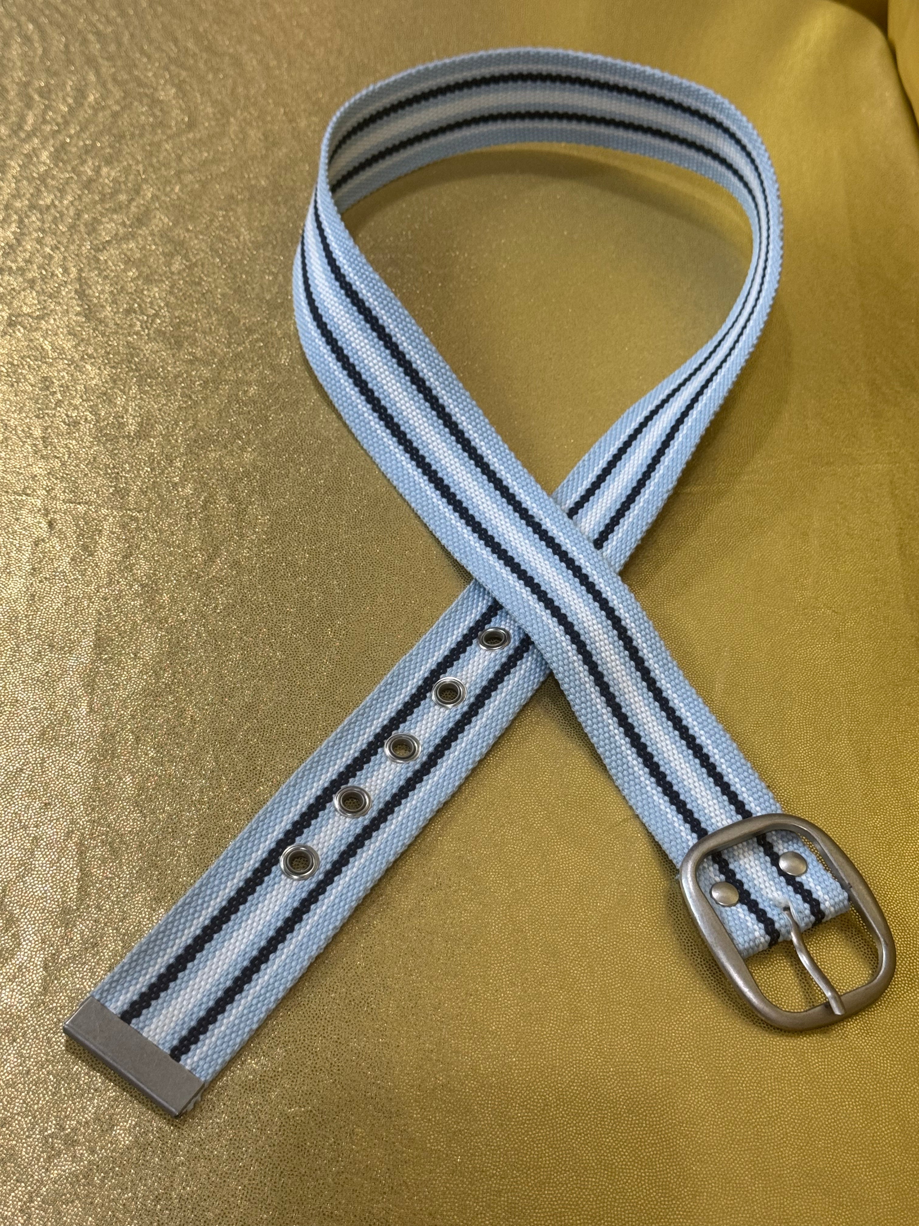 ✨ Vintage Y2K Preppy Coastal Striped Canvas Web Belt 37.5” ✨