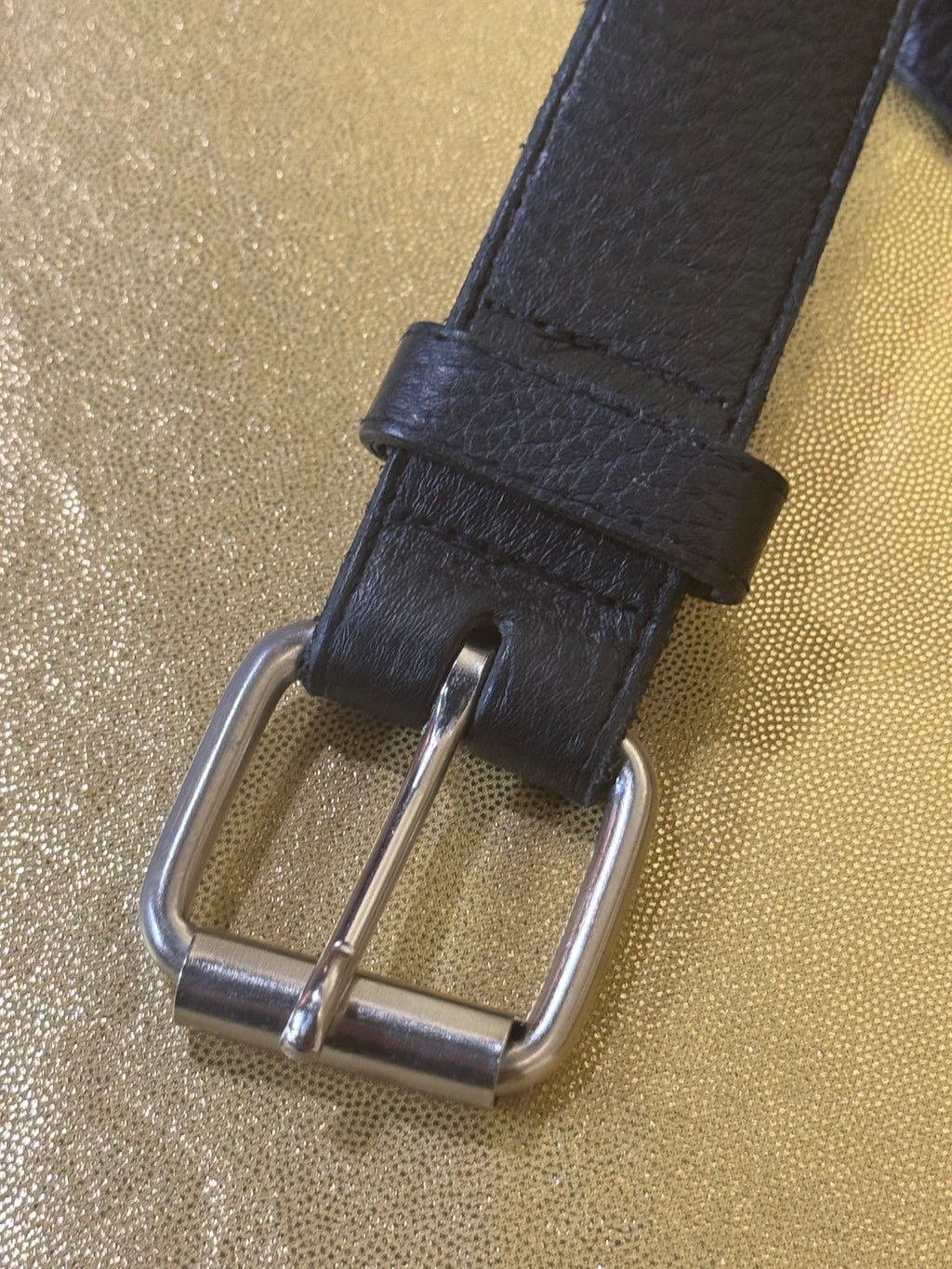 Vintage Men's Black Pebbled Leather Belt – Size M (40") – Made in USA