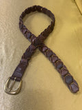 Vintage Boho Linked Braided Leather Belt – Western Style Brown & Brass, Size Small