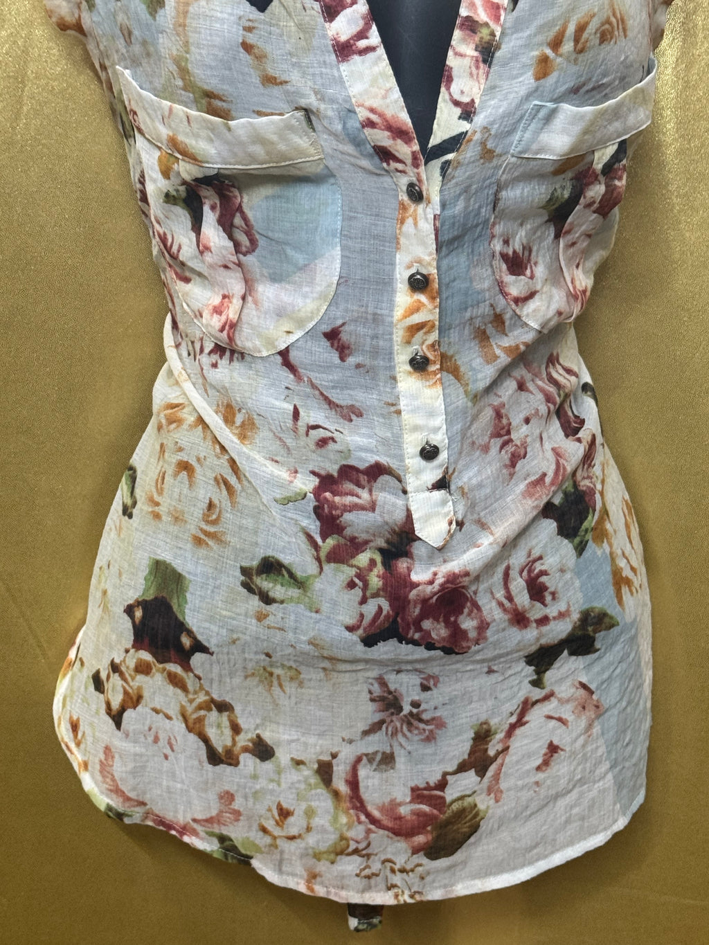Aratta Maven Floral Sleeveless Tunic Blouse Top | Sz S Boho Romantic