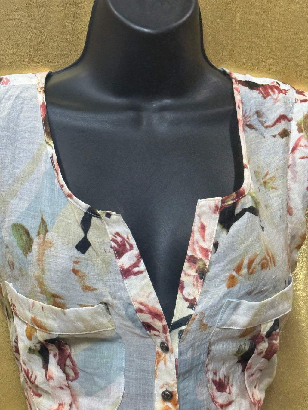 Aratta Maven Floral Sleeveless Tunic Blouse Top | Sz S Boho Romantic