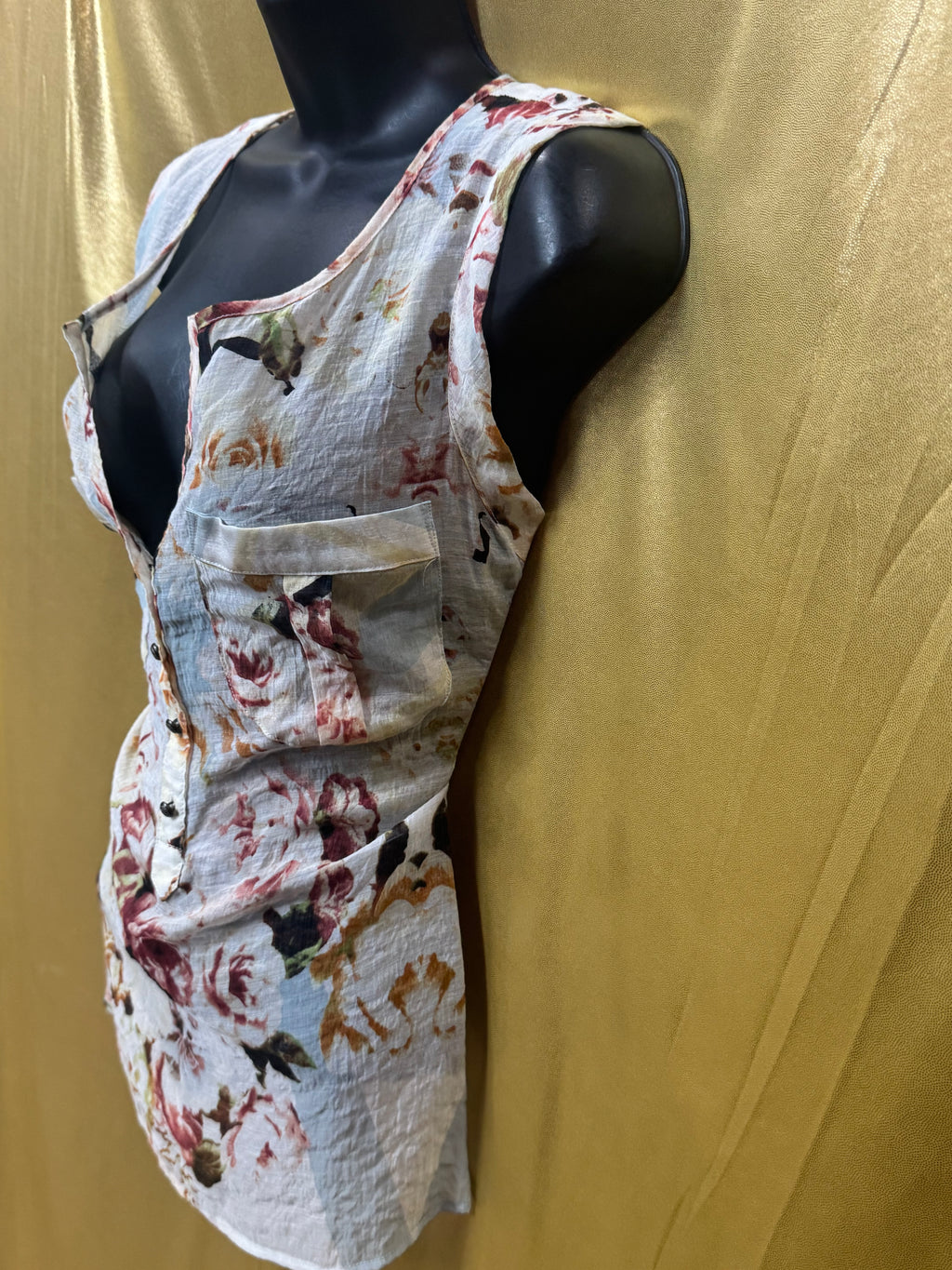 Aratta Maven Floral Sleeveless Tunic Blouse Top | Sz S Boho Romantic