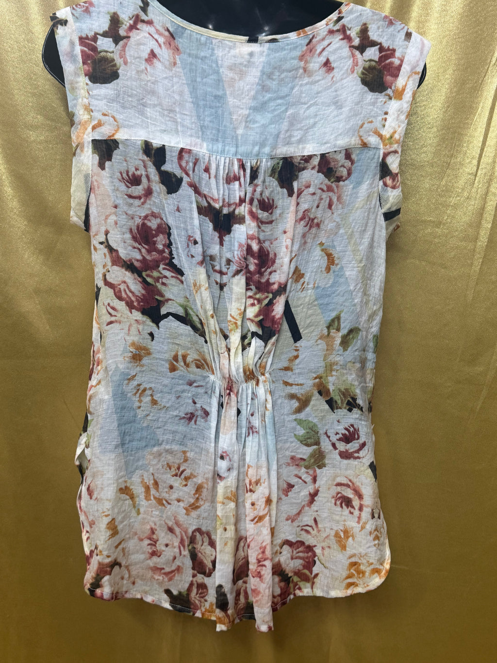 Aratta Maven Floral Sleeveless Tunic Blouse Top | Sz S Boho Romantic