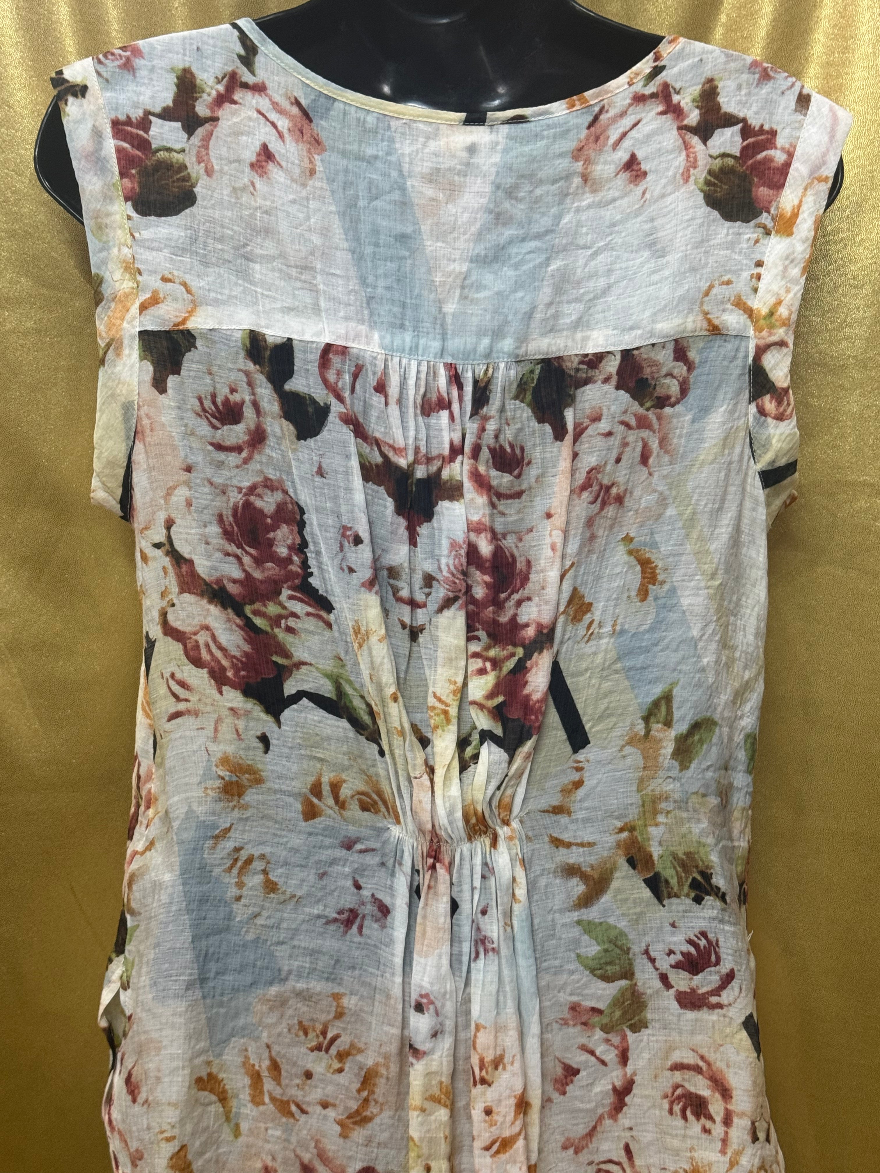 Aratta Maven Floral Sleeveless Tunic Blouse Top | Sz S Boho Romantic