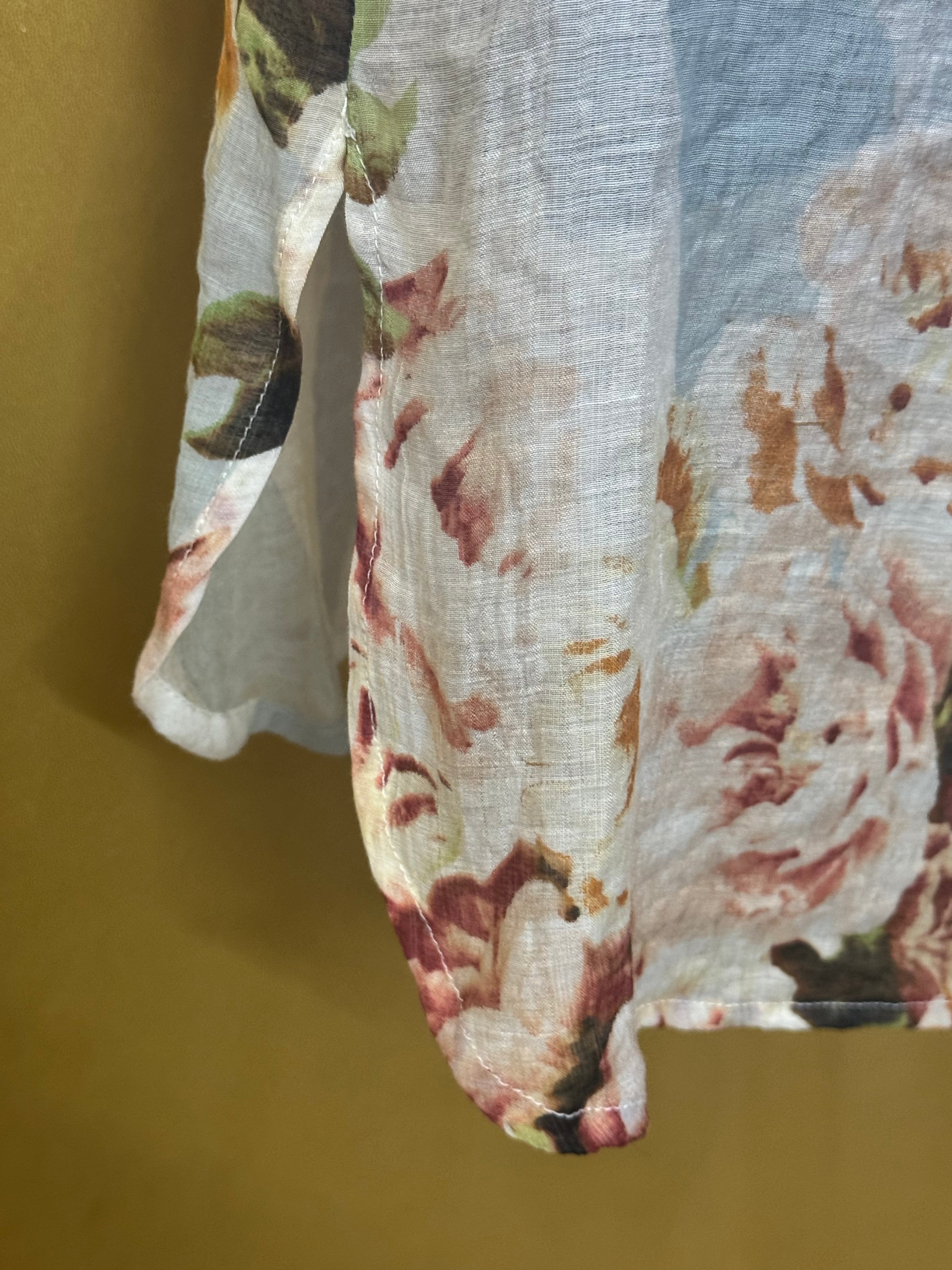 Aratta Maven Floral Sleeveless Tunic Blouse Top | Sz S Boho Romantic