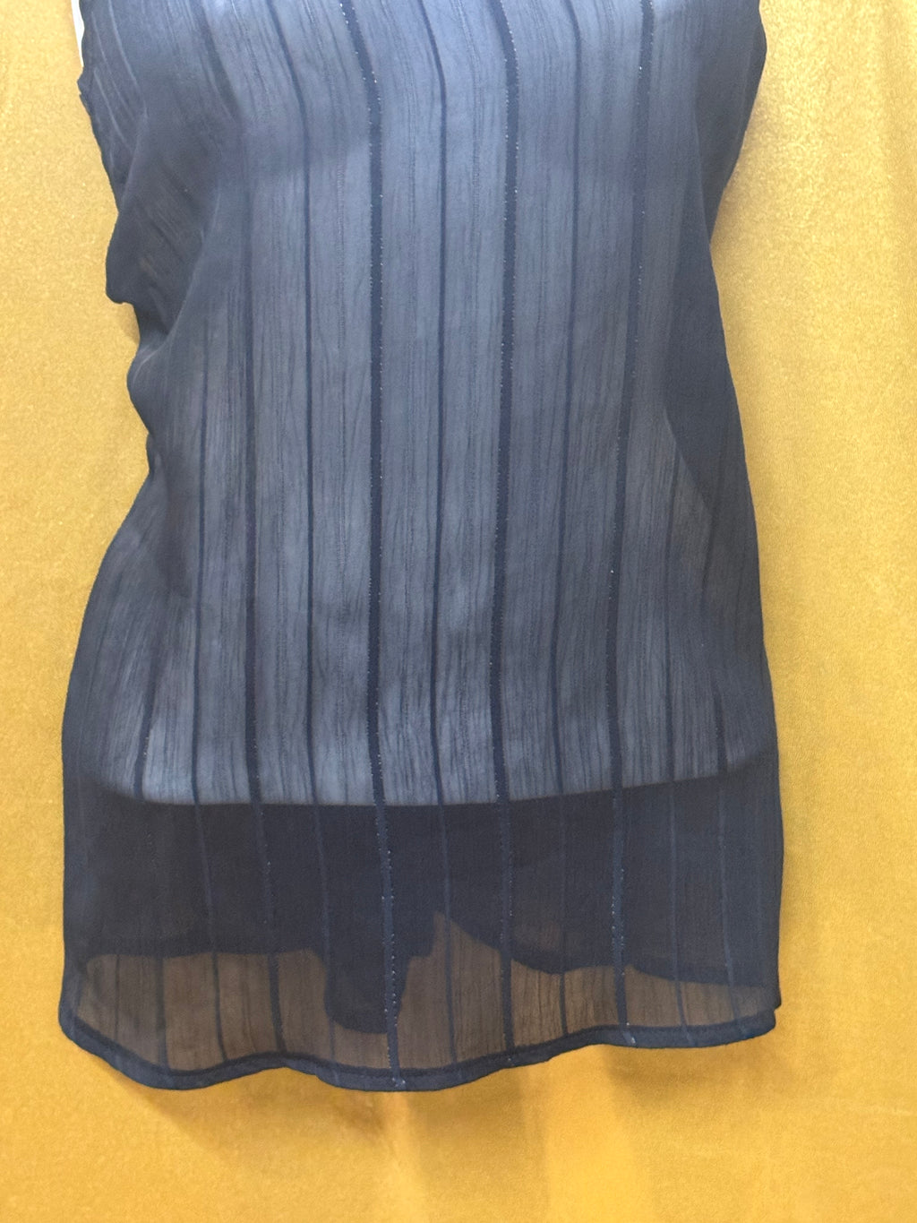 Annabella Blue Sheer Vertical Striped Scoop Neck Tank Top Burnout Size Small