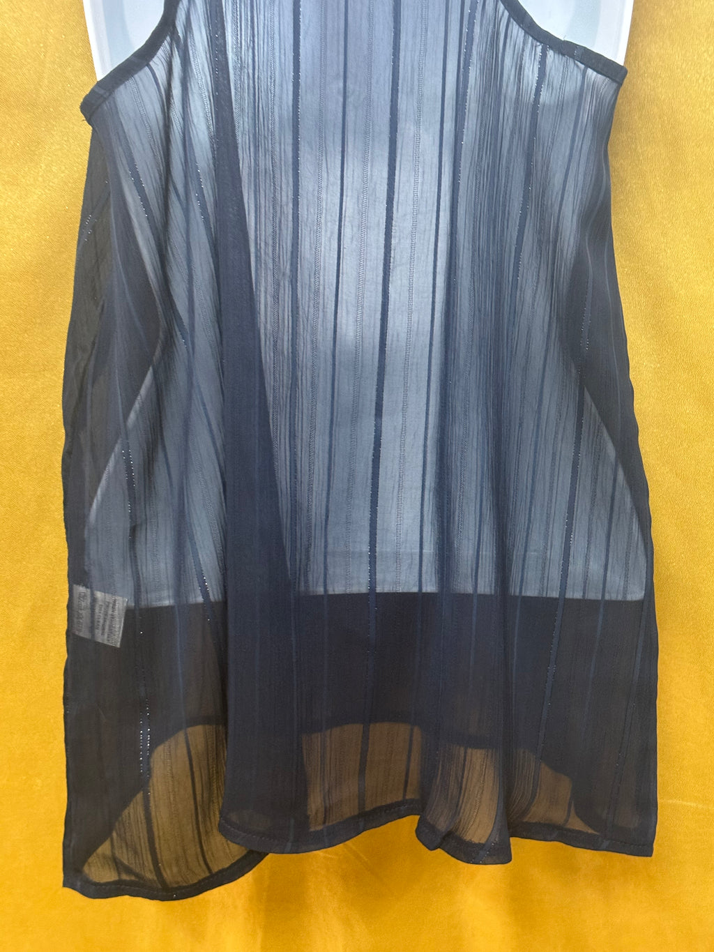 Annabella Blue Sheer Vertical Striped Scoop Neck Tank Top Burnout Size Small