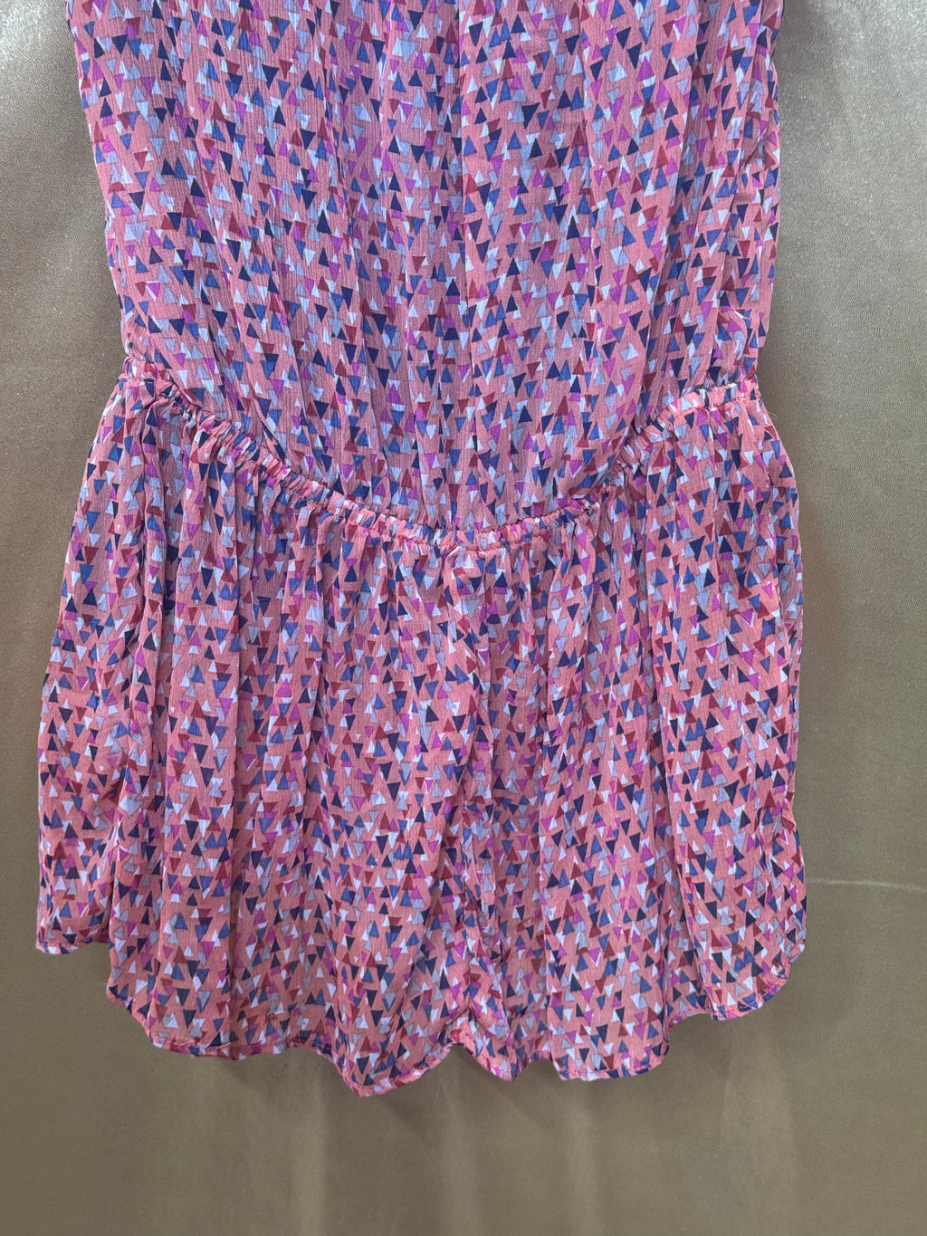 Mossimo Ruffle Sleeve Keyhole Tie Geometric Button Front Peplum Top S