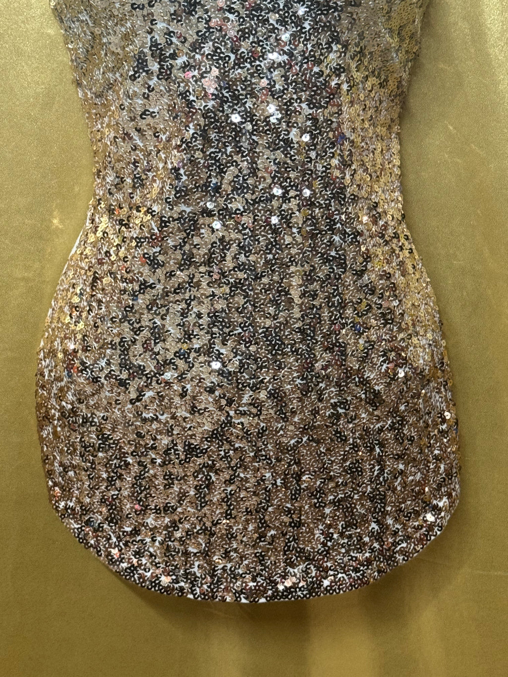 Express Gold Sequins on Cream Racerback Tank Top - Size Small