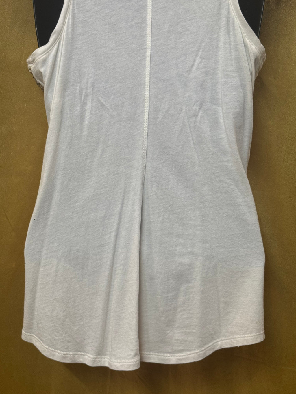 Express Gold Sequins on Cream Racerback Tank Top - Size Small