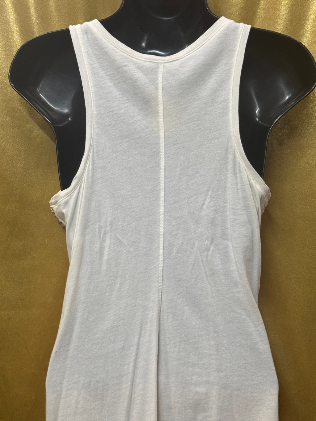 Express Gold Sequins on Cream Racerback Tank Top - Size Small