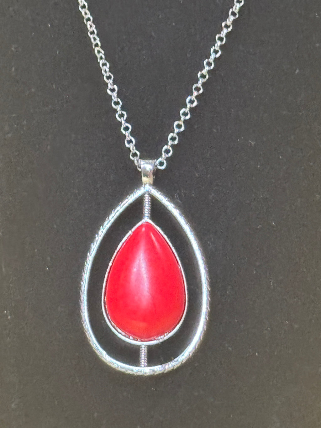 Paparazzi "BADLAND To The Bone" Red Teardrop Pendant Necklace & Earring Set