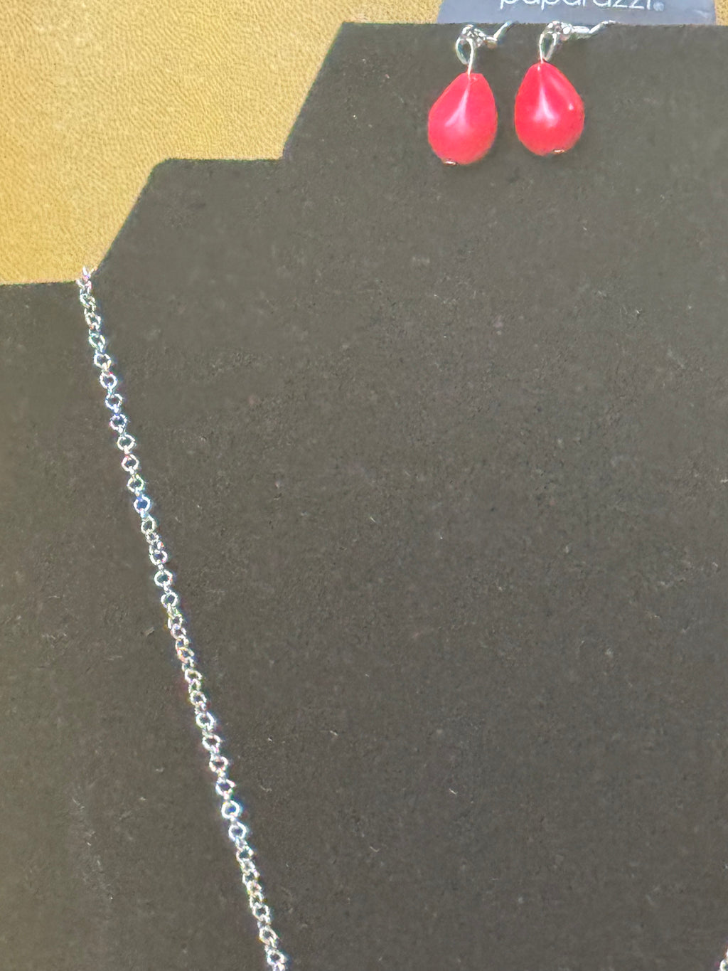 Paparazzi "BADLAND To The Bone" Red Teardrop Pendant Necklace & Earring Set