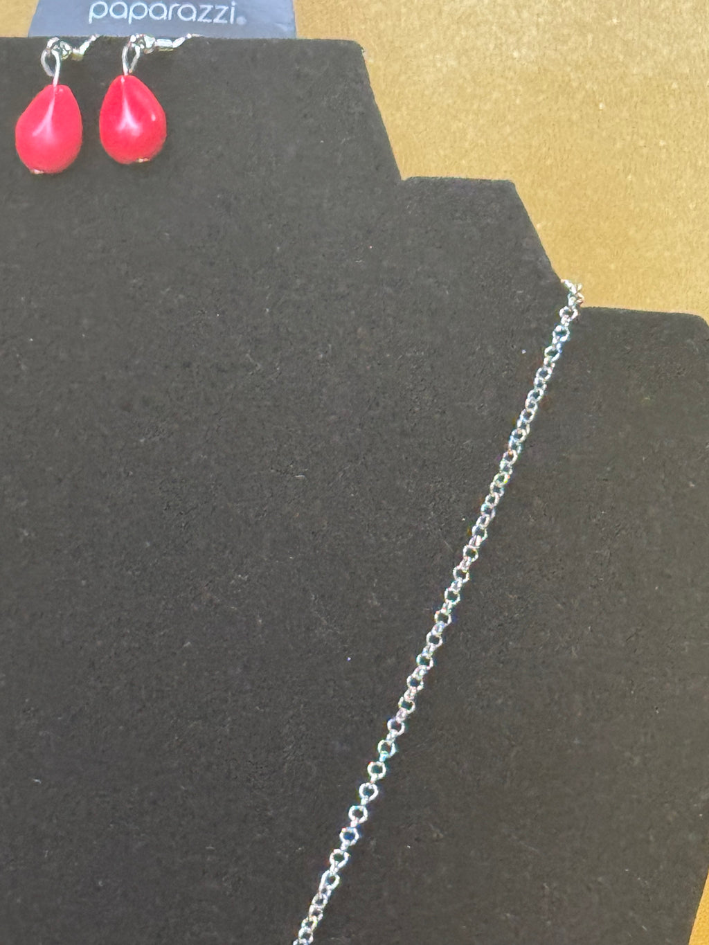 Paparazzi "BADLAND To The Bone" Red Teardrop Pendant Necklace & Earring Set